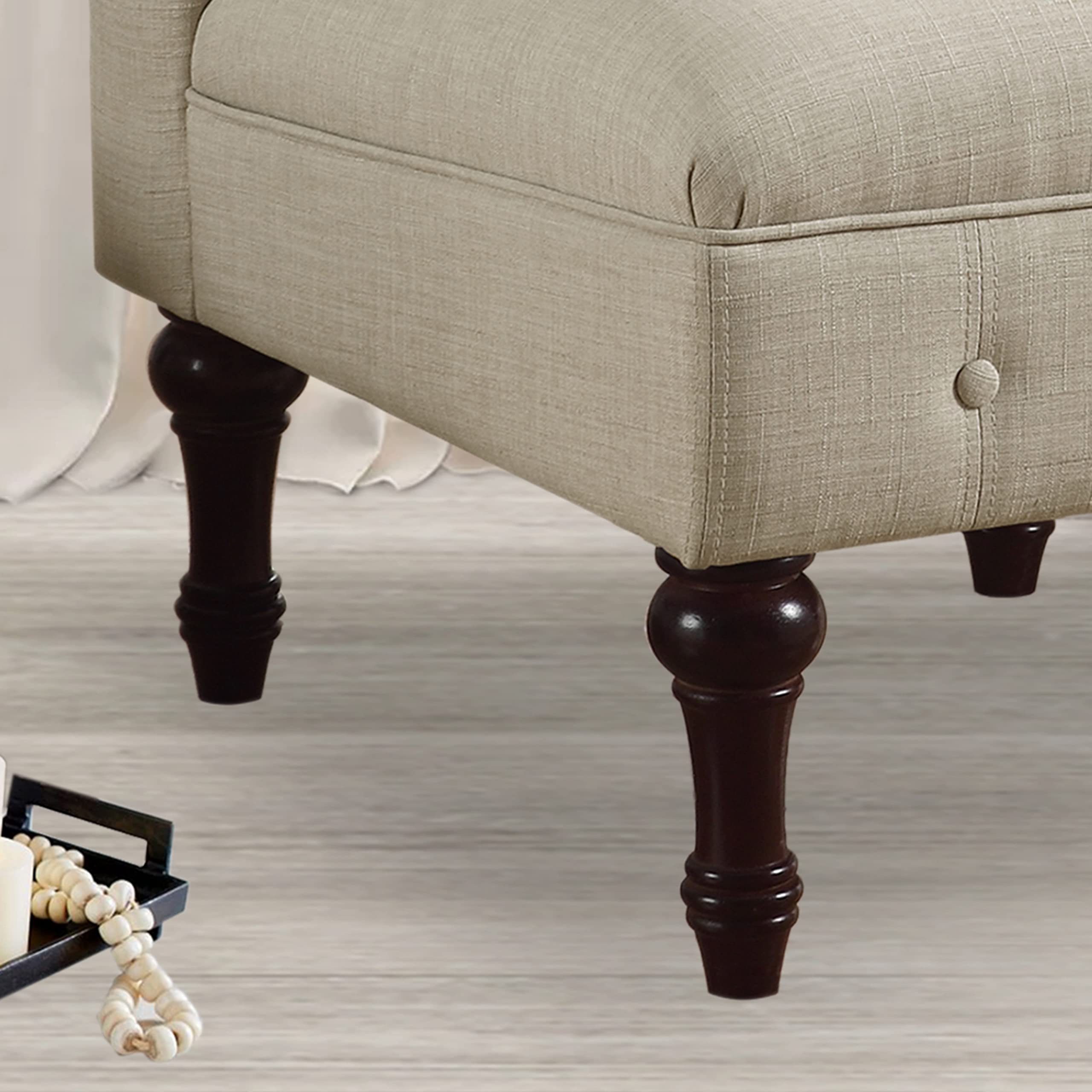 Rosevera Avondale Upholstered Tufted Loveseat Sofa Bench - Armless Design, Easy Assembly, Polyester Fabric - Perfect for Living Room, Bedroom, Office or Entryway - Beige Accent Chair (Space-Saving Seating Solution)