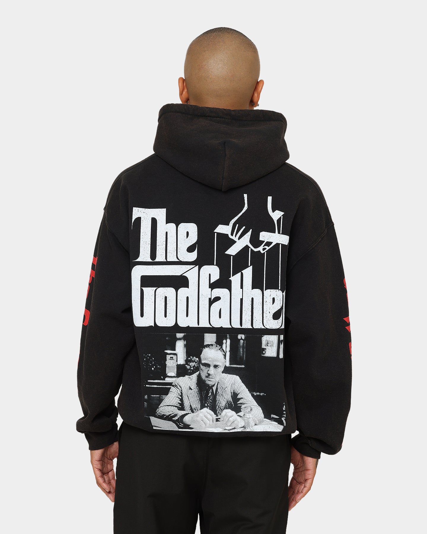The Godfather Vintage Hoodie - Black Wash Distressed Cotton Pullover | American Thrift Retro Movie Merchandise | Perfect for Cosplay, Halloween & Gangster Theme Parties