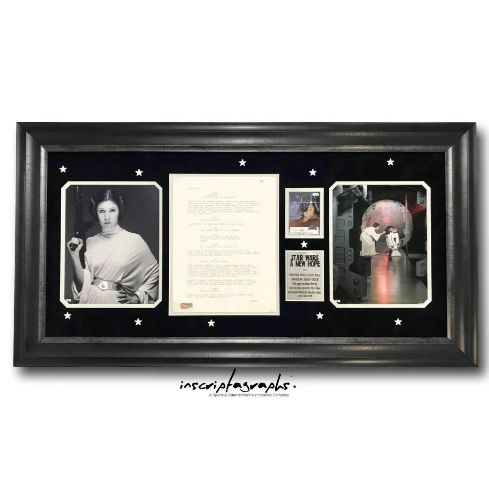Original Star Wars: A New Hope Script Page Owned by Carrie Fisher - Framed Limited Edition #D/100 with Estate COA - Perfect for Movie Memorabilia Collectors & Star Wars Fans Display