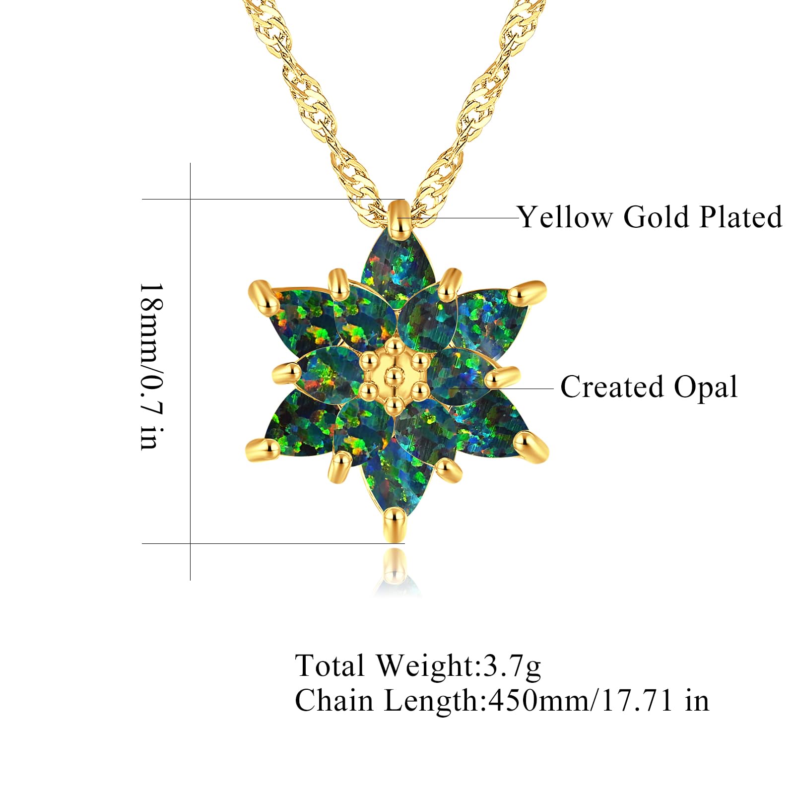 CiNily Gold Plated Opal Pendant Necklace - Elegant Gemstone Jewelry Gift for Women & Girls | Perfect for Birthday, Anniversary, Valentine's Day & Special Occasions