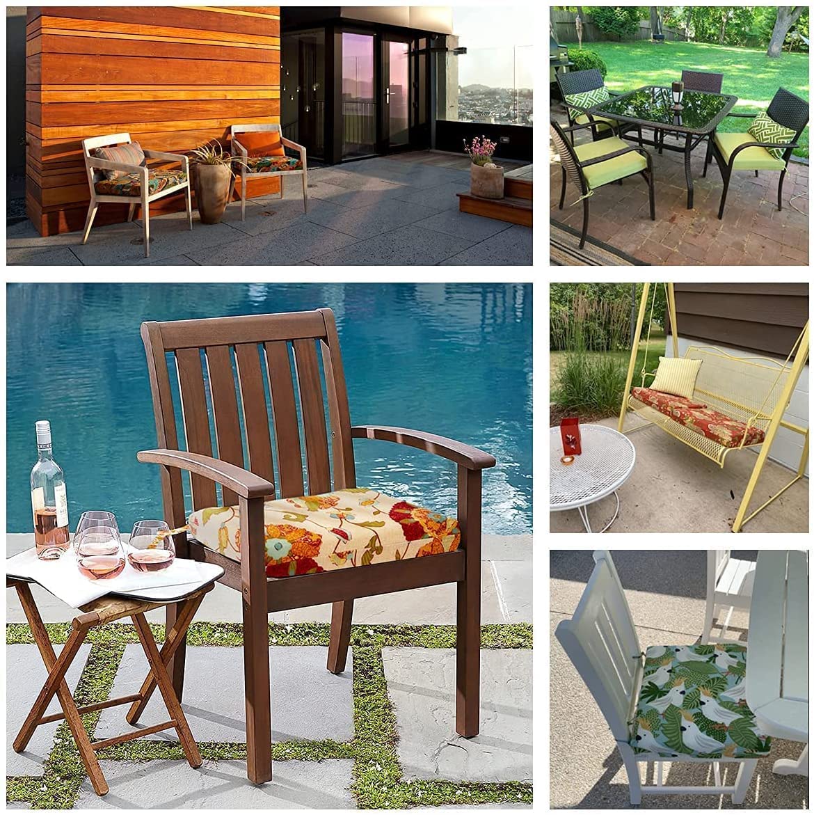LOVTEX 4-Piece Outdoor Chair Cushions Set - Waterproof Patio Furniture Cushions with Ties (17x16x2 Inches, Dark Red) - Perfect for Garden, Poolside, Deck & Patio Seating