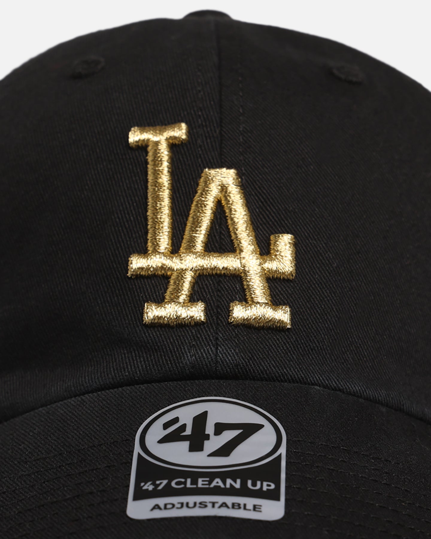 47 Brand Los Angeles Dodgers 'Metallic' 47 Clean Up Strapback Adjustable Snapback Hat - Black & Gold Baseball Cap for Men & Women - Perfect for Games, Streetwear & Casual Outfits
