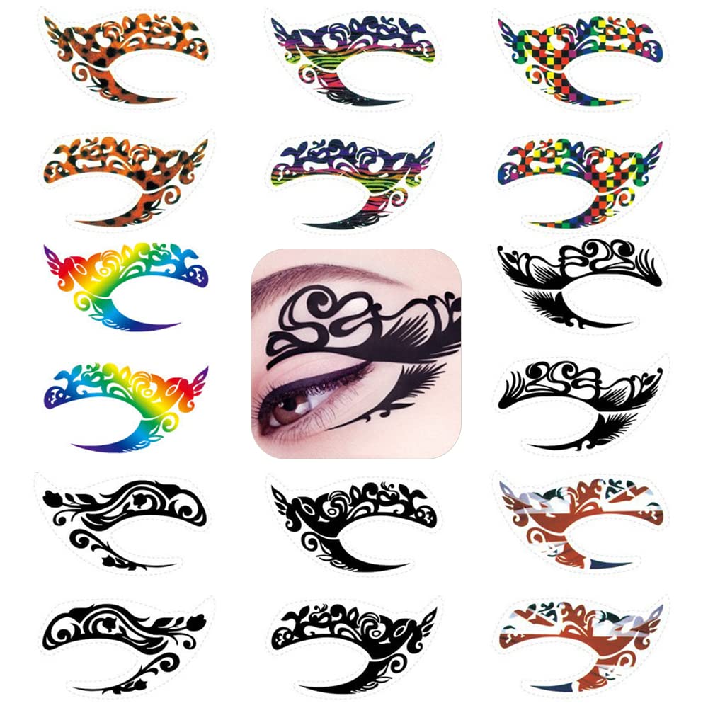 8 Pairs Waterproof Eyeshadow Tattoo Stickers - Long Lasting Temporary Face Tattoos for Festival Makeup, Rave Parties, Halloween & Cosplay - Perfect for EDM Concerts, Music Festivals & Costume Events