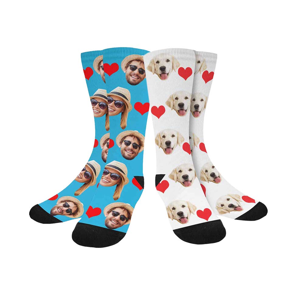 Custom Photo Socks - Personalized Printed Socks with Your Picture, Pet Dog or Cat Design - High Crew Socks for Men & Women - Perfect Gift for Birthdays, Anniversaries & Holidays
