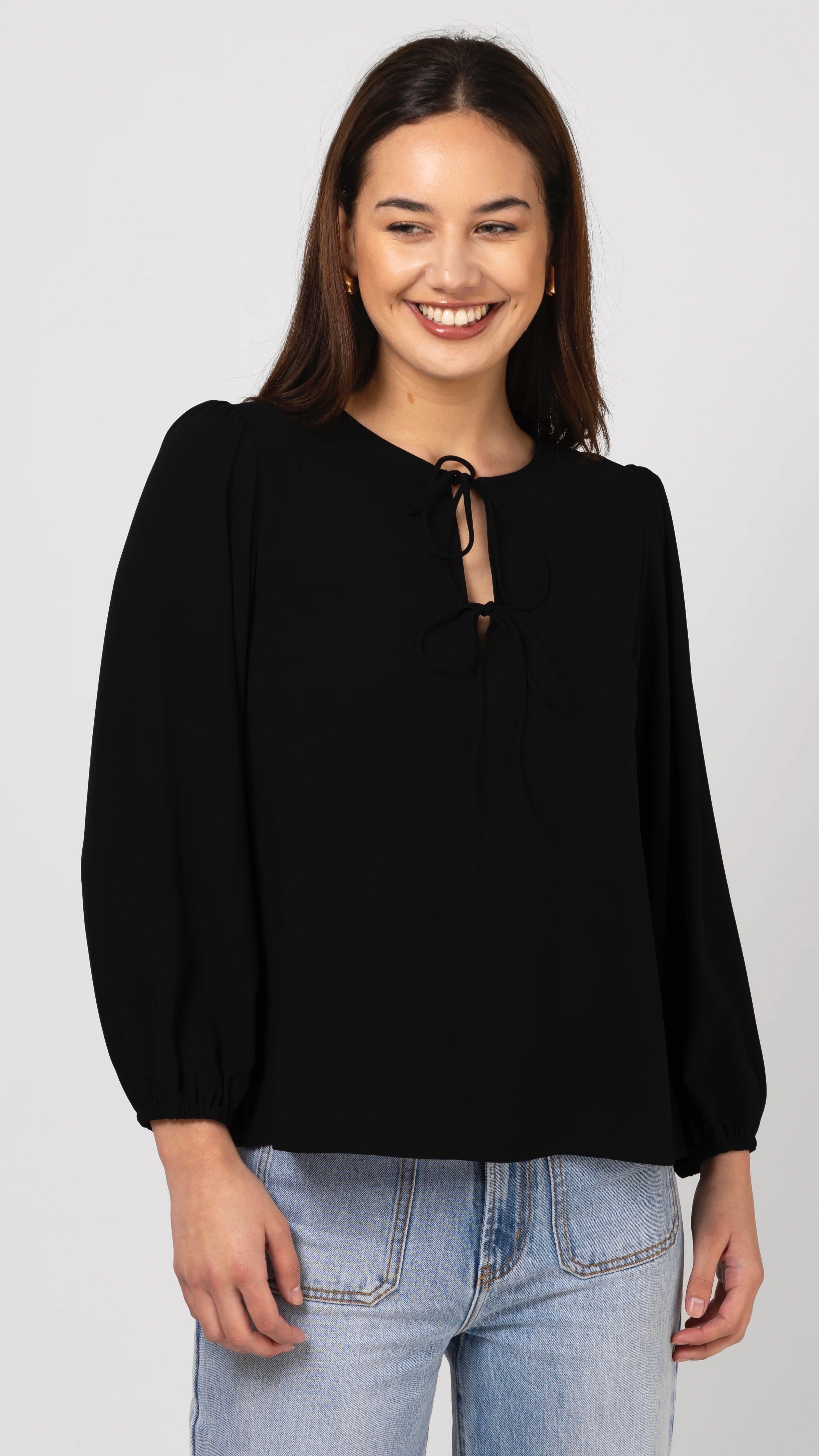 Elegant Black Sonnet Blouse for Women - Vintage Lace Tops for Office, Party & Date Night Outfits