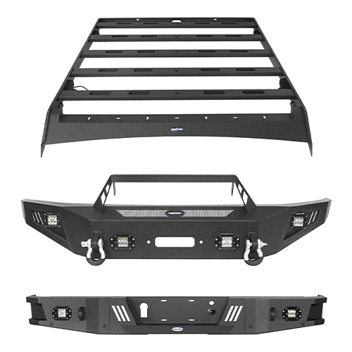 09-14 Ford F-150 SuperCrew Bumper Set - Front & Rear Bumper with Roof Rack (Excluding Raptor) | Heavy-Duty Protection for Off-Road & Truck Accessories | Perfect for Adventure, Work & Customization