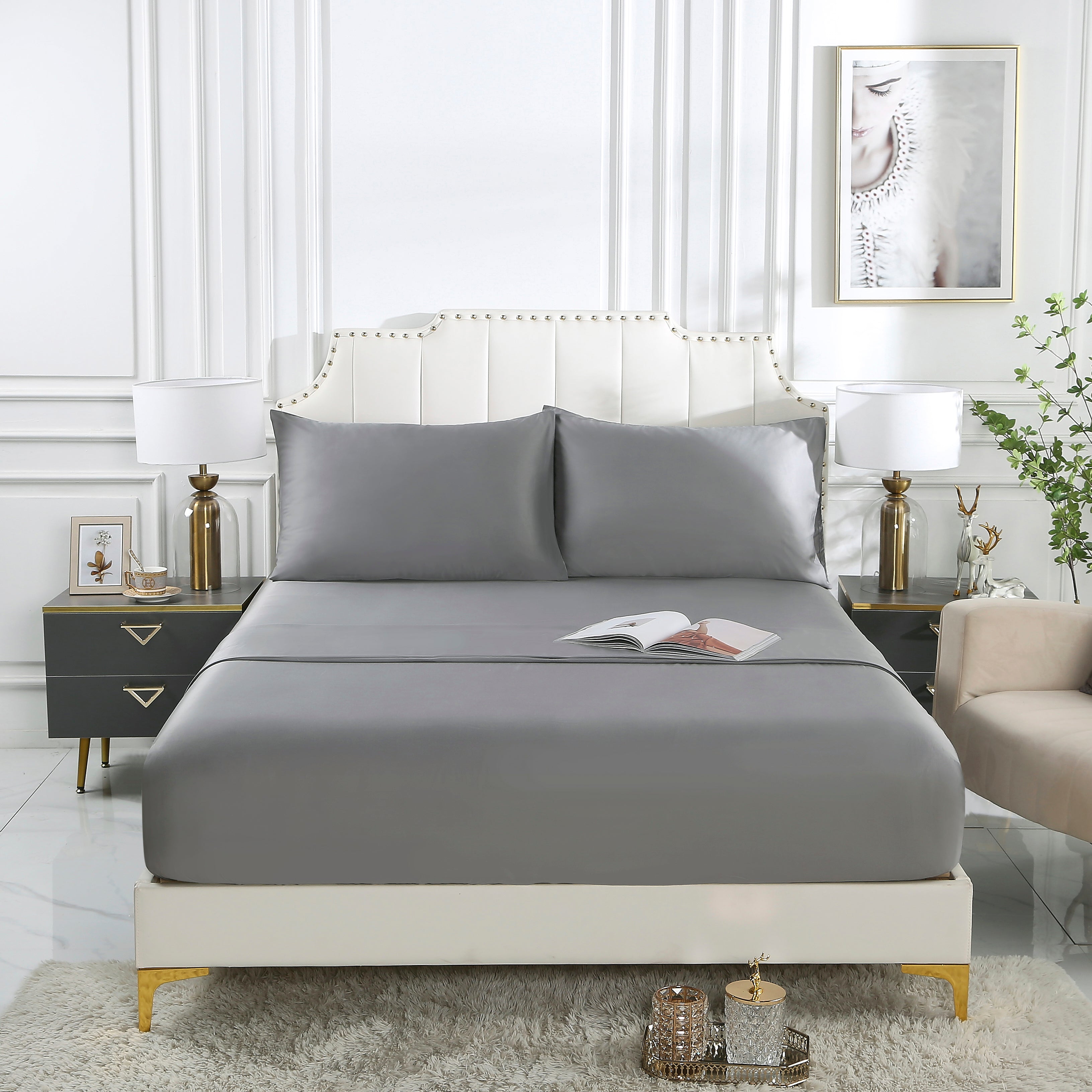 100% Organic Bamboo Sheet Set - Queen Size, 4-Piece Bedding Set | Soft, Breathable & Hypoallergenic | Perfect for Hot Sleepers & Eco-Friendly Homes