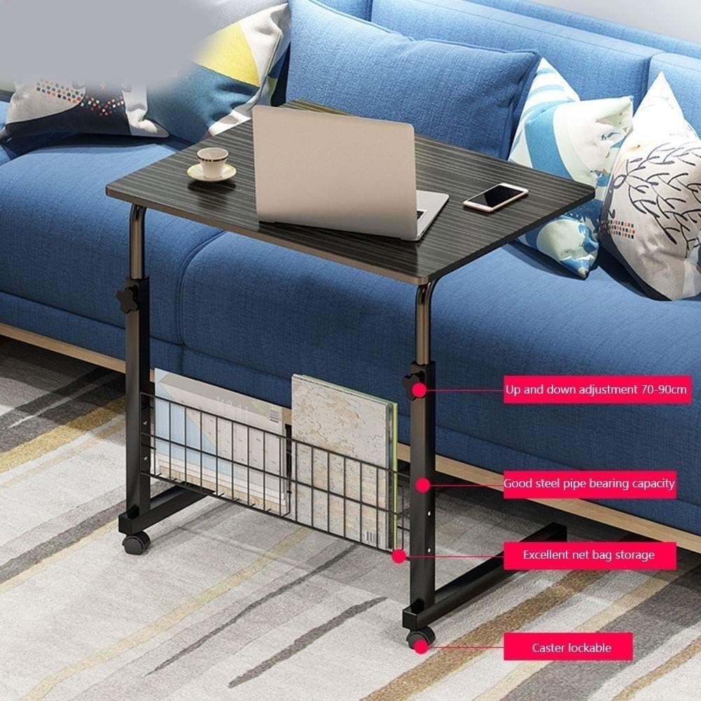 POCHY Adjustable Height Overbed Table with Lockable Wheels - Mobile Standing Desk for Laptop, Bedside Table, Hospital Use, and Home Office Workstation