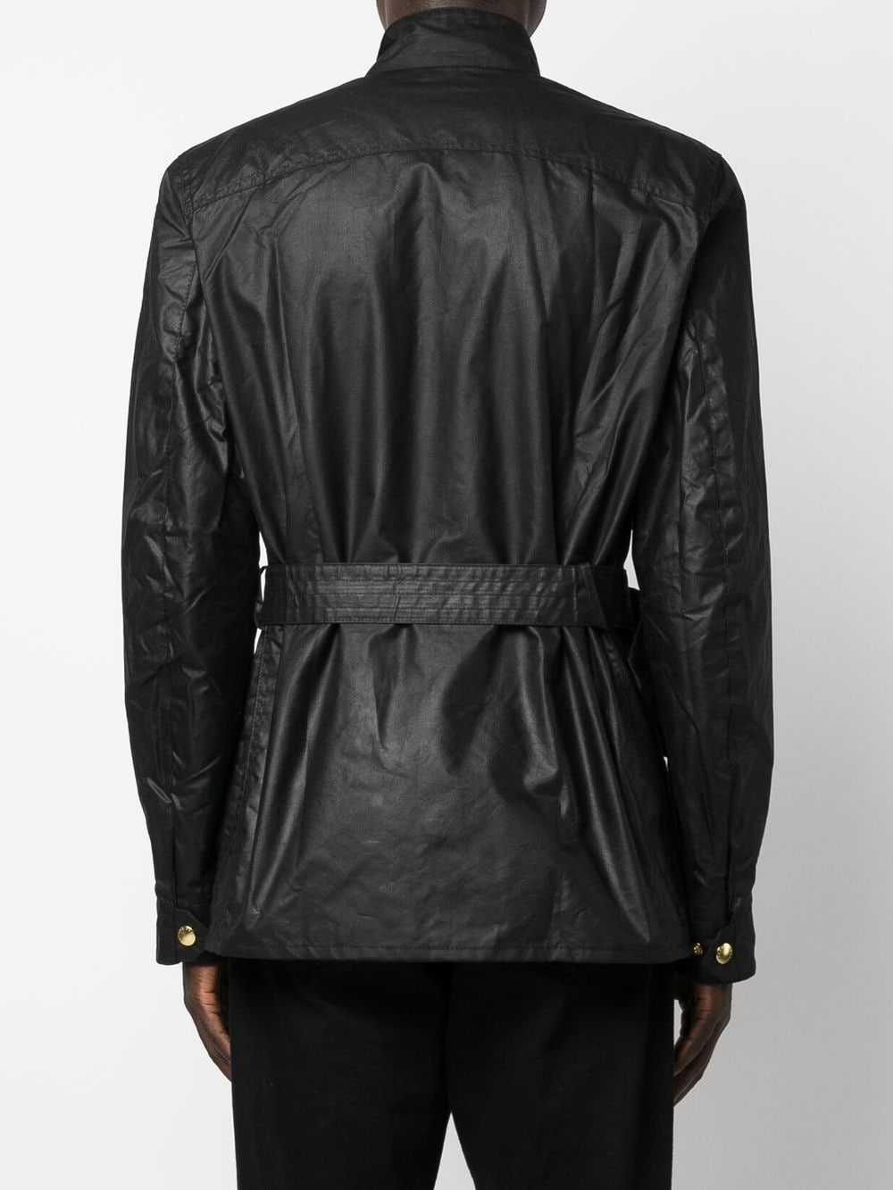 BARBOUR INTERNATIONAL Men's Black Waxed Cotton Motorcycle Jacket - Classic Biker Style for Outdoor Riding & Casual Wear