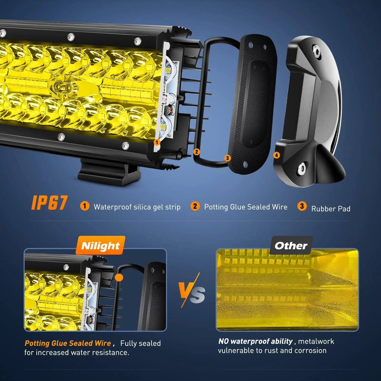 12 Inch 240W Triple Row Spot/Flood Amber LED Light Bar Kit with 16AWG Wire & 3Pin Switch - Perfect for Off-Road Trucks, ATVs, UTVs, and Marine Applications