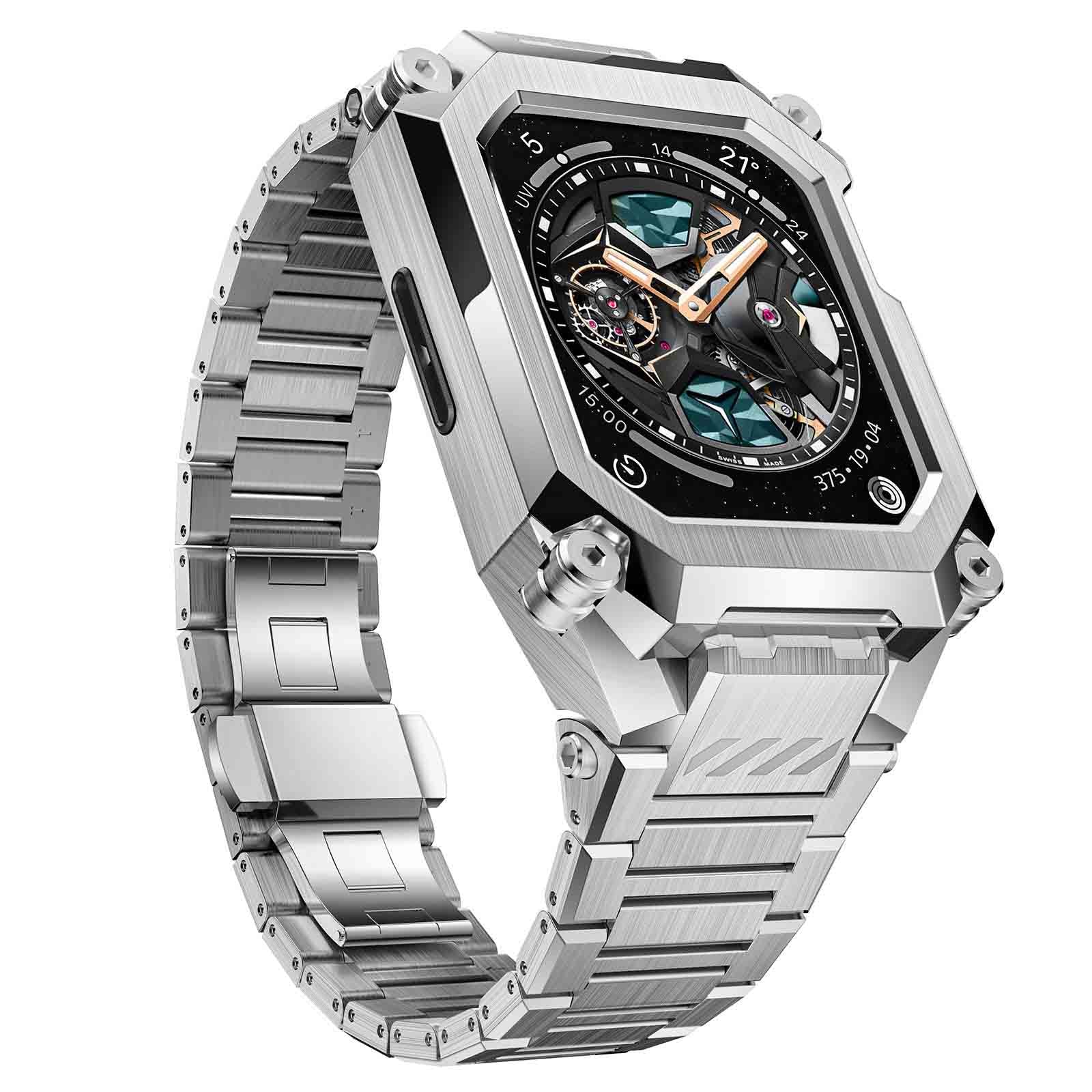 UB Steel Premium Stainless Steel Band for Apple Watch - Silver | Durable Metal Replacement Strap for Workout, Office & Everyday Wear