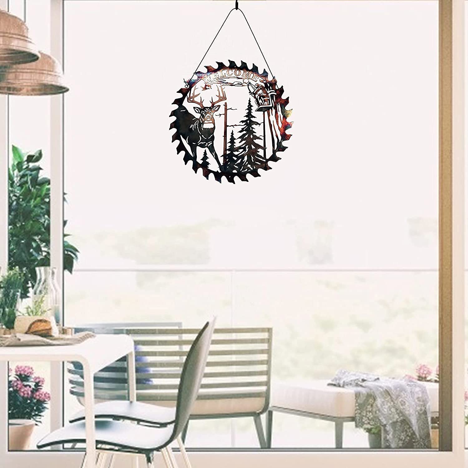 Metal Elk Wall Art - Handcrafted Saw Blade Elk Decor for Home - Rustic Indoor Wall Hanging for Living Room, Bedroom, Bathroom - Perfect for Cabin, Lodge & Western Style Decor