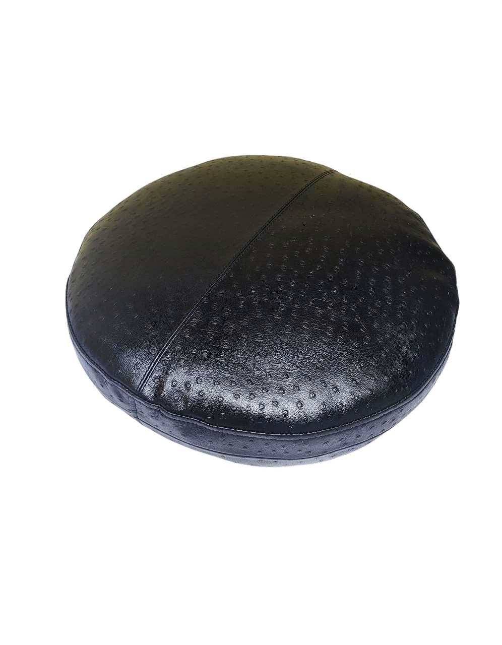 Premium Lambskin Round Leather Pillow Cover - 18 Inch Decorative Sofa Cushion Case - Luxury Circular Throw Covers for Living Room & Bedroom (Black, Pack of 2) - Perfect for Modern Home Decor, Cozy Reading Nooks & Stylish Accent Pillows