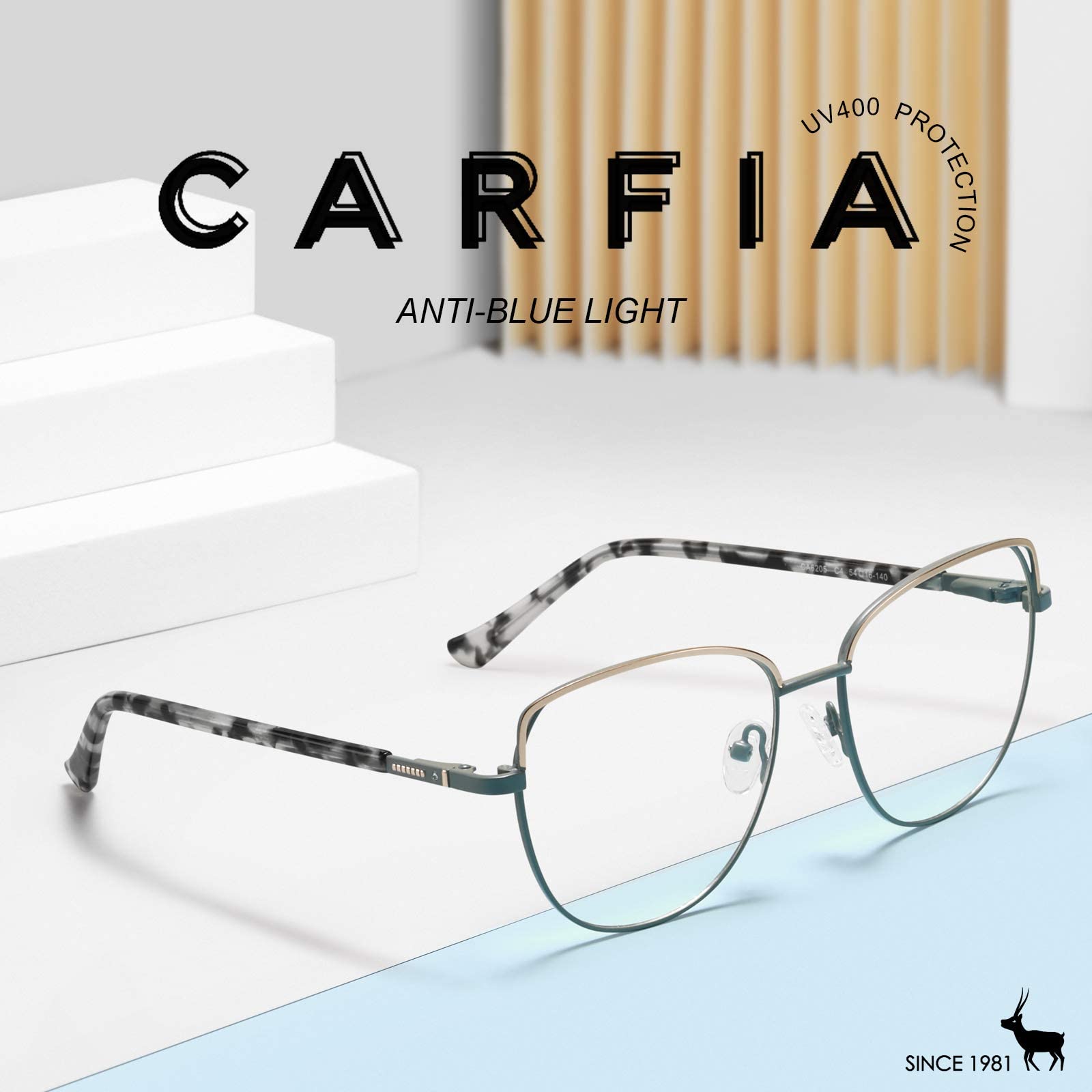 CARFIA CA6205 Blue Light Blocking Glasses for Women - Anti Eye Strain Computer Glasses for Work, Gaming & Screen Time