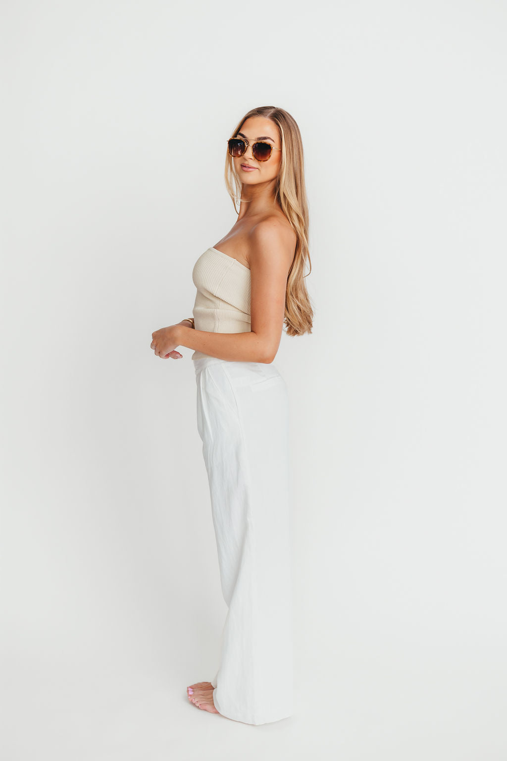 Carmen Ribbed Knit Tube Top Women's Fashion Stretch Crop Top in Cream | Casual Wear, Layering, Summer Outfits, Beach & Music Festivals