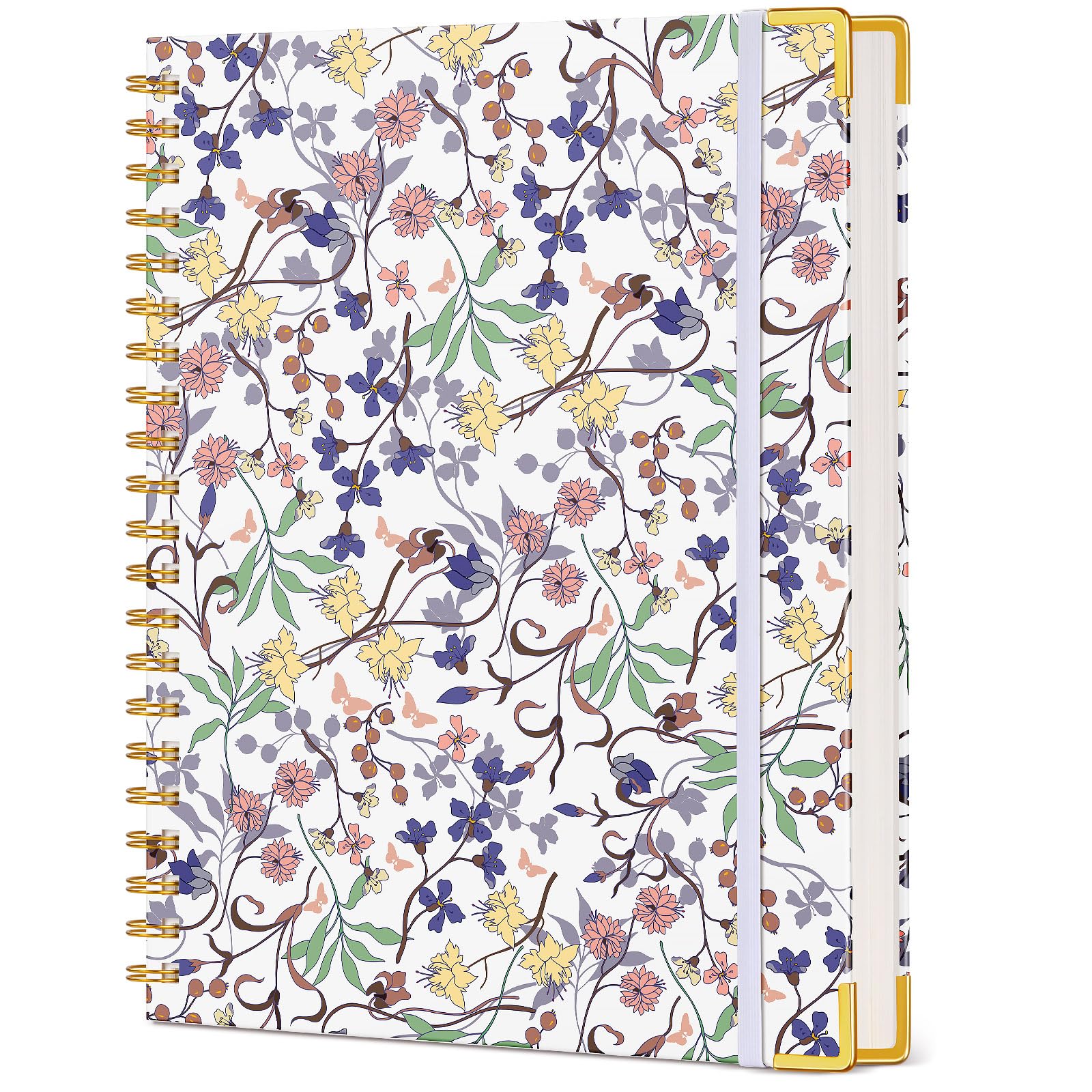 Premium Spiral Notebook for Women - 200 Page Lined Journal with Floral Design, 8.5