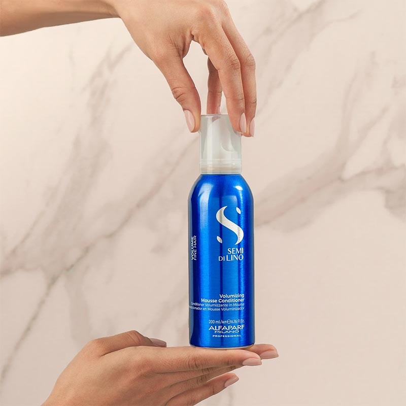 Alfaparf Semi Di Lino Volume Volumizing Mousse Conditioner for Fine Hair - Lightweight Styling Foam for Lift & Body - Perfect for Daily Use & Special Occasions
