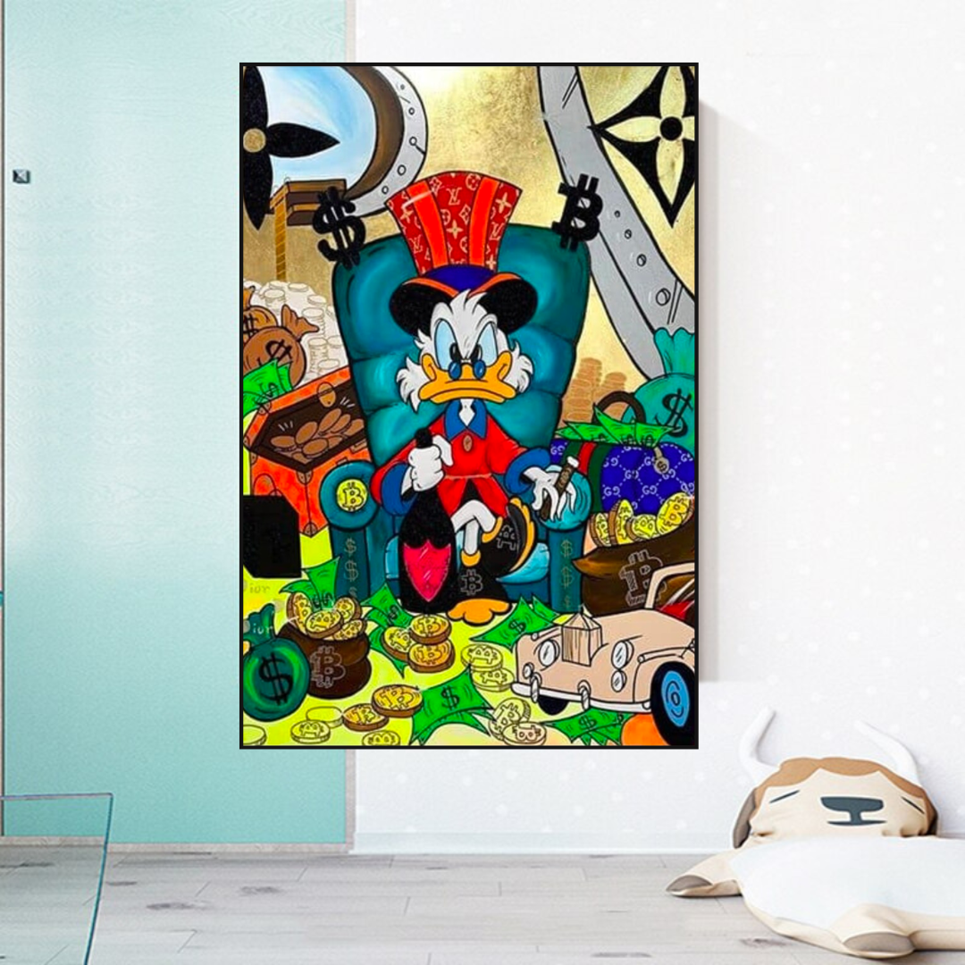 Uncle Scrooge Canvas Wall Art - Premium Disney Duck Family Decor for Living Room, Bedroom & Office | Waterproof Gallery-Wrapped Painting