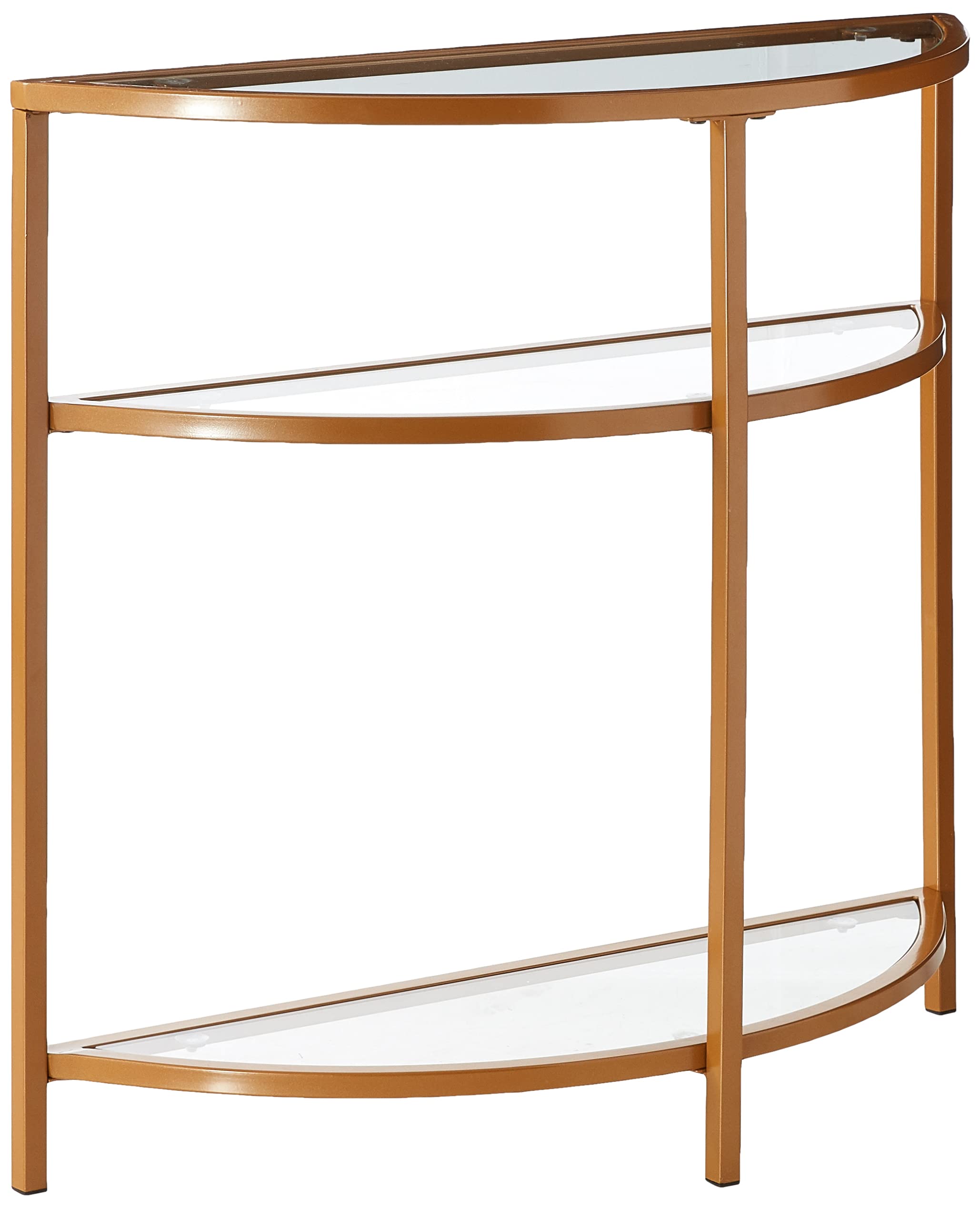 Modern Glass Half Moon Accent Table - HomePop Home Decor Kaufmann Collection | Gold Entryway & Living Room Display Storage Table | Perfect for Small Spaces, Bedroom Decor & Apartment Furniture
