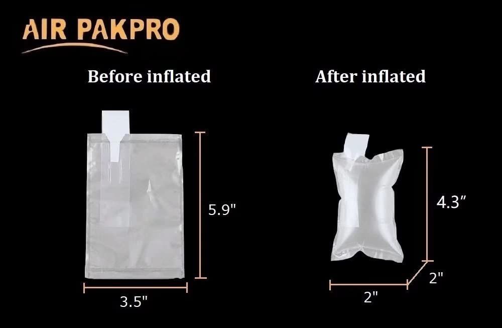 100 Pack Clear Plastic Inflatable Air Packaging Bags - 3.5x5.9 Inch Air Pillows for Shipping, Cushioning & Void Fill Protection | Includes Free Hand Pump | Ideal for Ecommerce, Fragile Items & Moving Supplies (VFC0915)