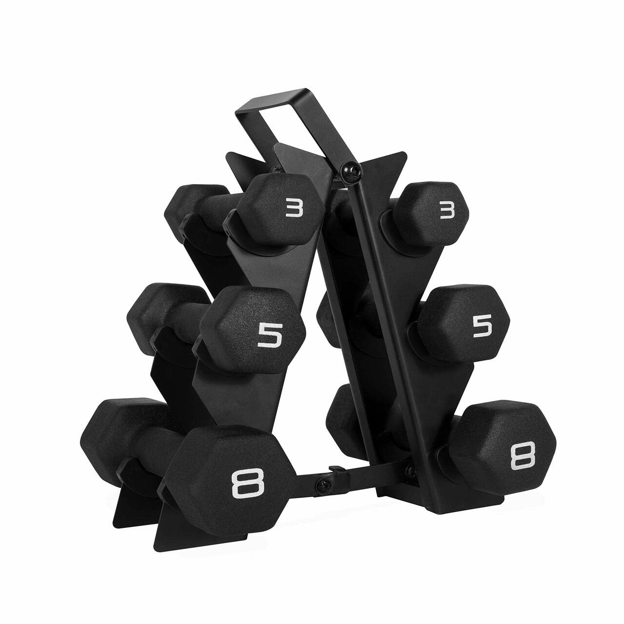 WF Athletic Supply Black Neoprene Dumbbell Set - Non-Slip Hex Shaped Weights for Muscle Toning, Strength Training & Weight Loss | Multiple Sizes & Rack Options | Perfect for Home Gym, CrossFit & Workout Routines