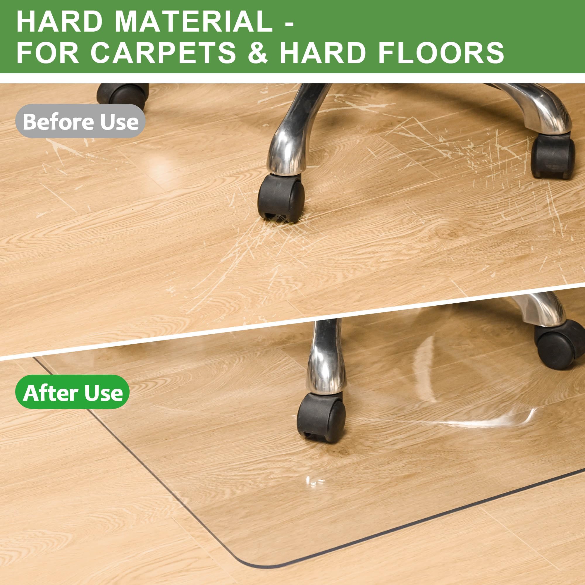 Premium Crystal Clear Office Chair Mat for Hardwood Floors - 1/8