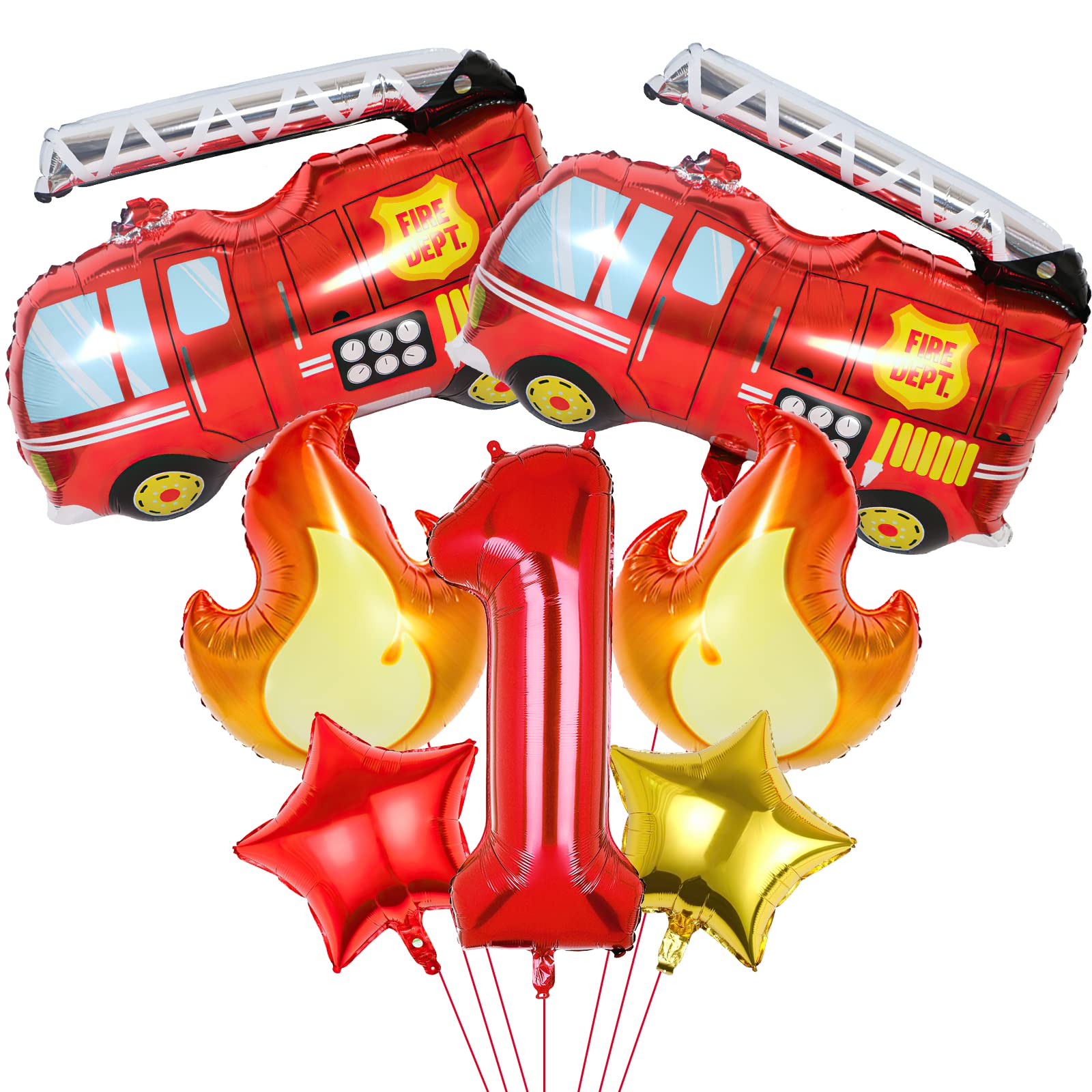 7pcs Fire Truck Birthday Party Balloons Set - Firefighter Themed Decorations for 1st Birthday, Rescue Party Supplies | Perfect for Fire Engine Themed Parties, Baby Showers & Firefighter Appreciation Events
