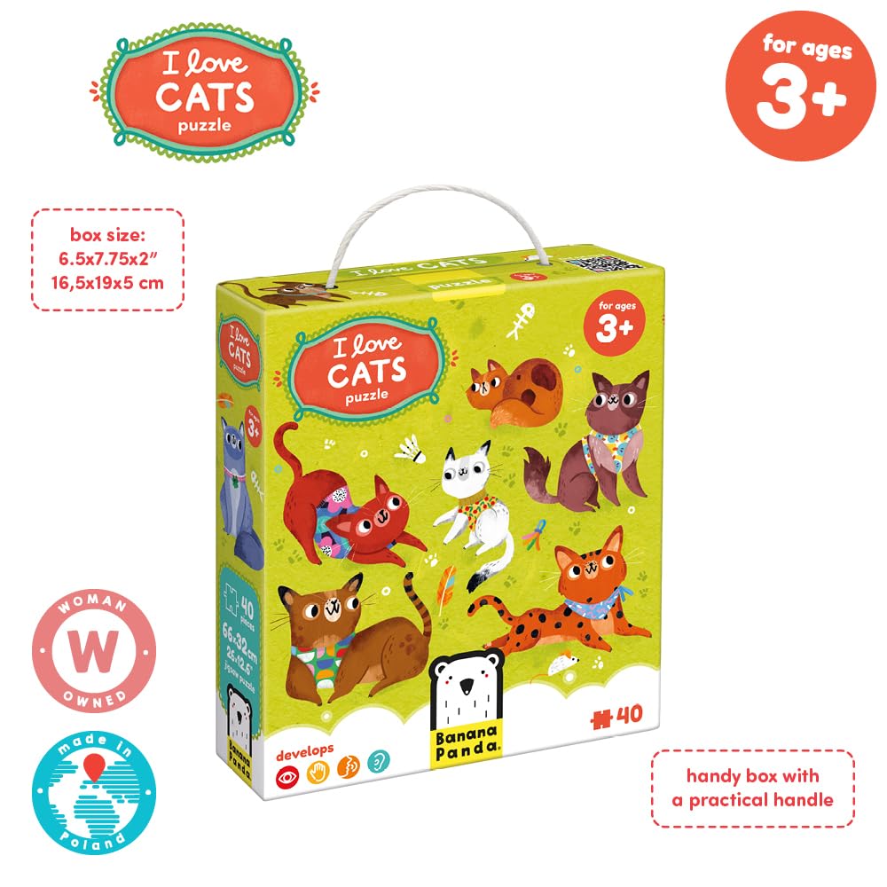 I Love Cats Puzzle - 24-Piece Large Floor Jigsaw Puzzle for Kids Ages 3+ | Fun Educational Toy for Toddlers | Perfect for Family Game Night & Preschool Learning Activities