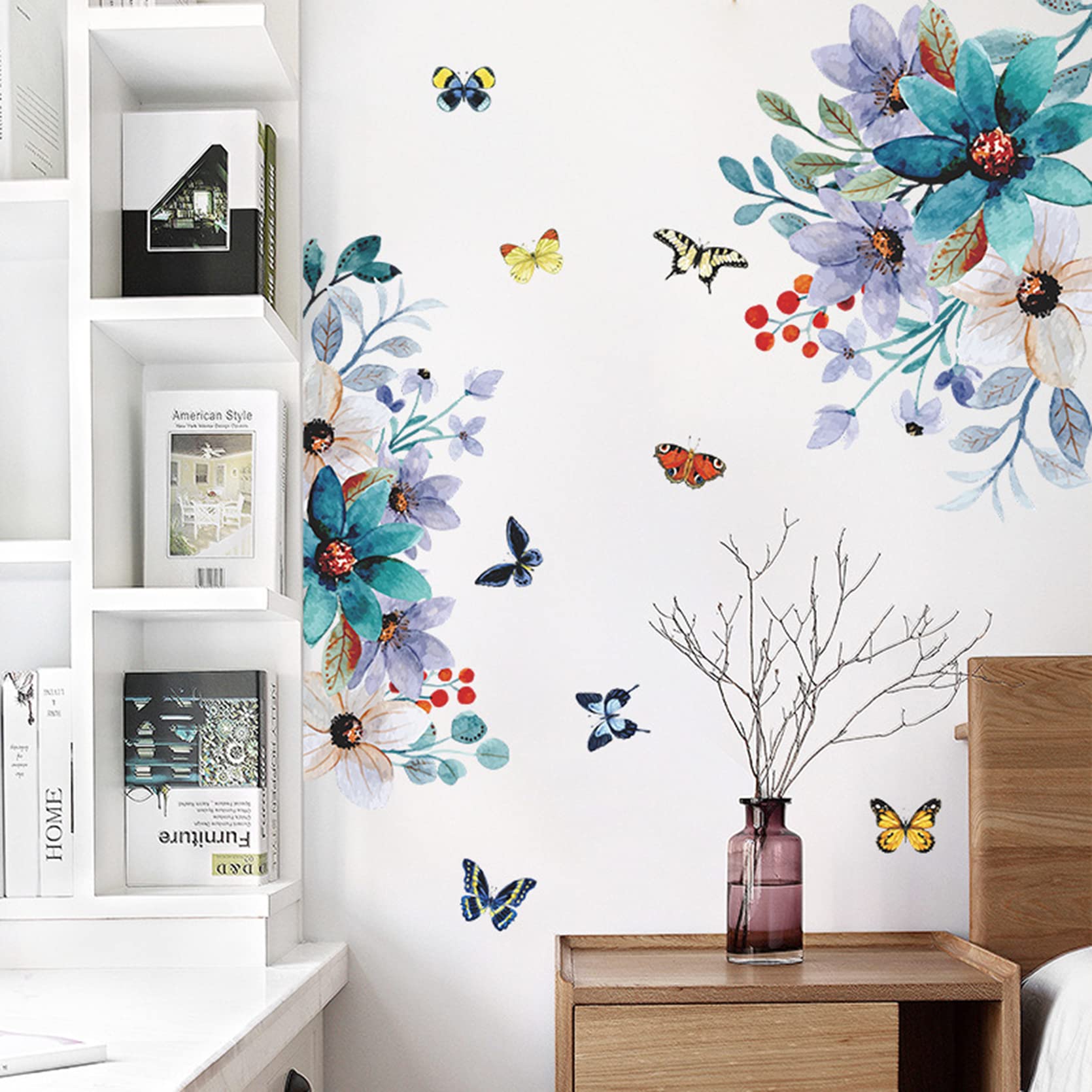 Peel and Stick Flower Wall Decals - Floral Removable Wall Stickers for Girls Bedroom, Living Room, Nursery, Office, Bathroom & Kids Room Decor | Perfect for Home, Wedding, Party & DIY Wall Decor