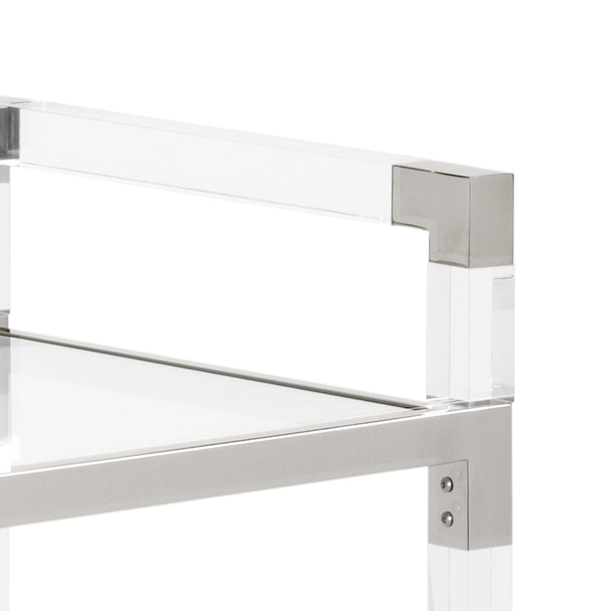 Acrylic Bar Cart with Nickel Finish | Chelsea House 384791 BASE | Perfect for Home Bar, Living Room, or Outdoor Entertaining