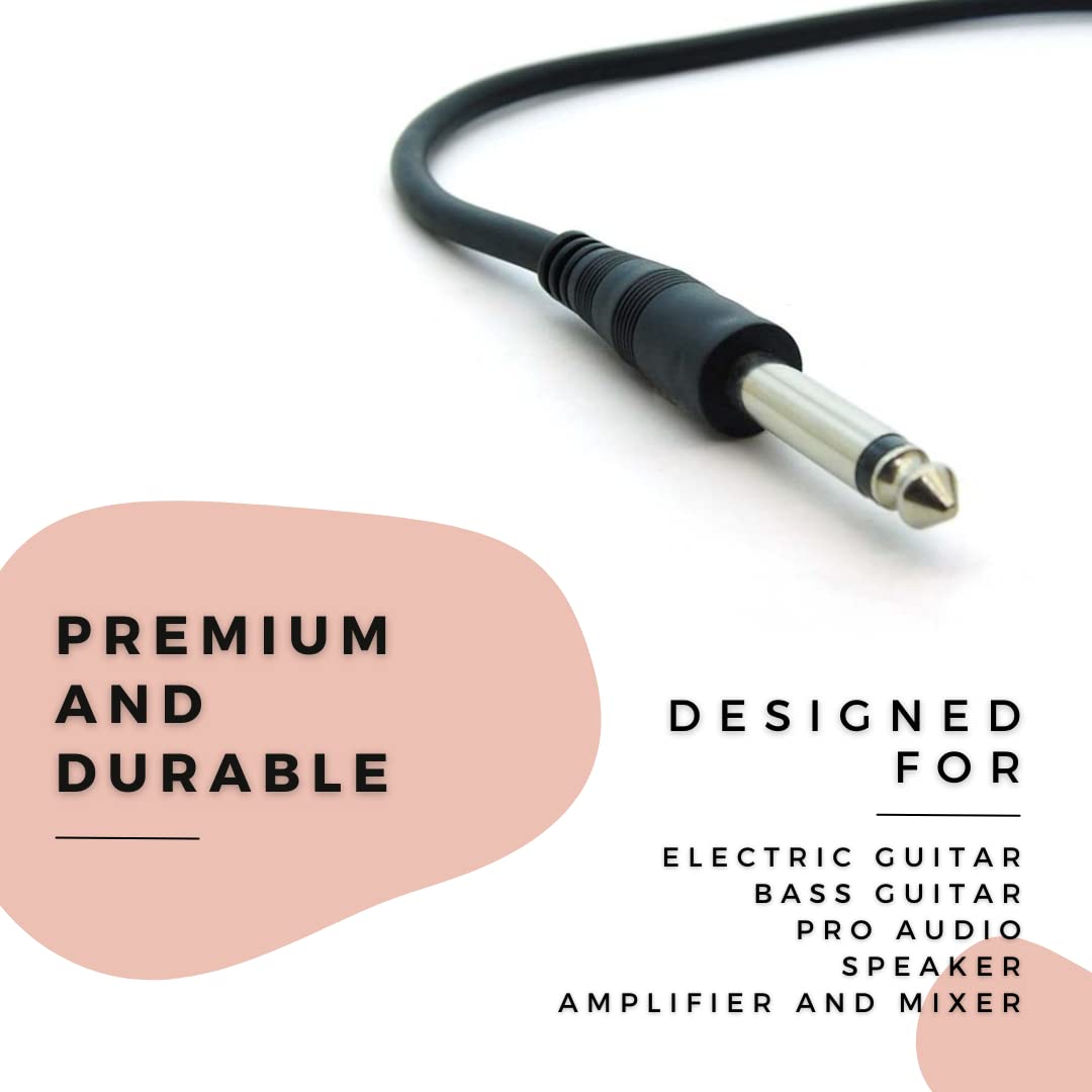 6ft 1/4 Inch Electric Instrument Cable - High-Quality Amp Cord for Electric Guitar, Bass Guitar, Pro Audio, Speaker, Amplifier & Mixer - Perfect for Live Performances, Studio Recording & Home Practice