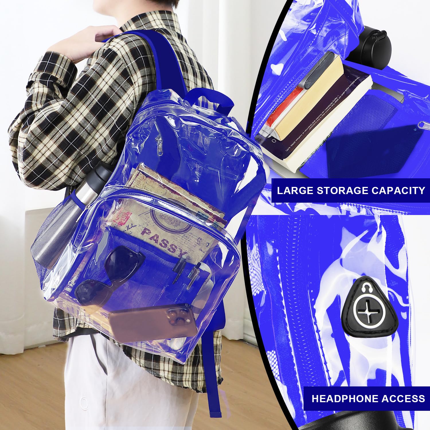 Emissary Clear Backpack - Heavy Duty Transparent School Bookbag & Stadium Approved See-Through Backpack for Concerts, Events, and Security Checkpoints | Perfect for School, Work, Travel, and Sports