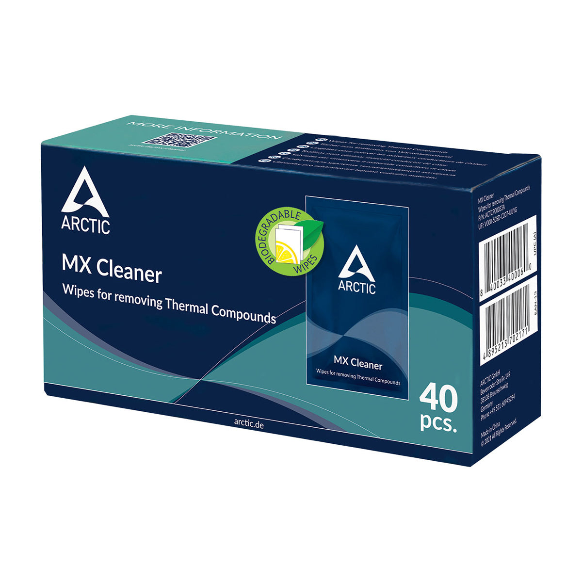 Arctic MX Cleaner Wipes for Thermal Paste Removal - 40pcs - Perfect for CPU, GPU & Electronics Cleaning - Safe & Effective Thermal Compound Remover for PC Builders & Tech Enthusiasts