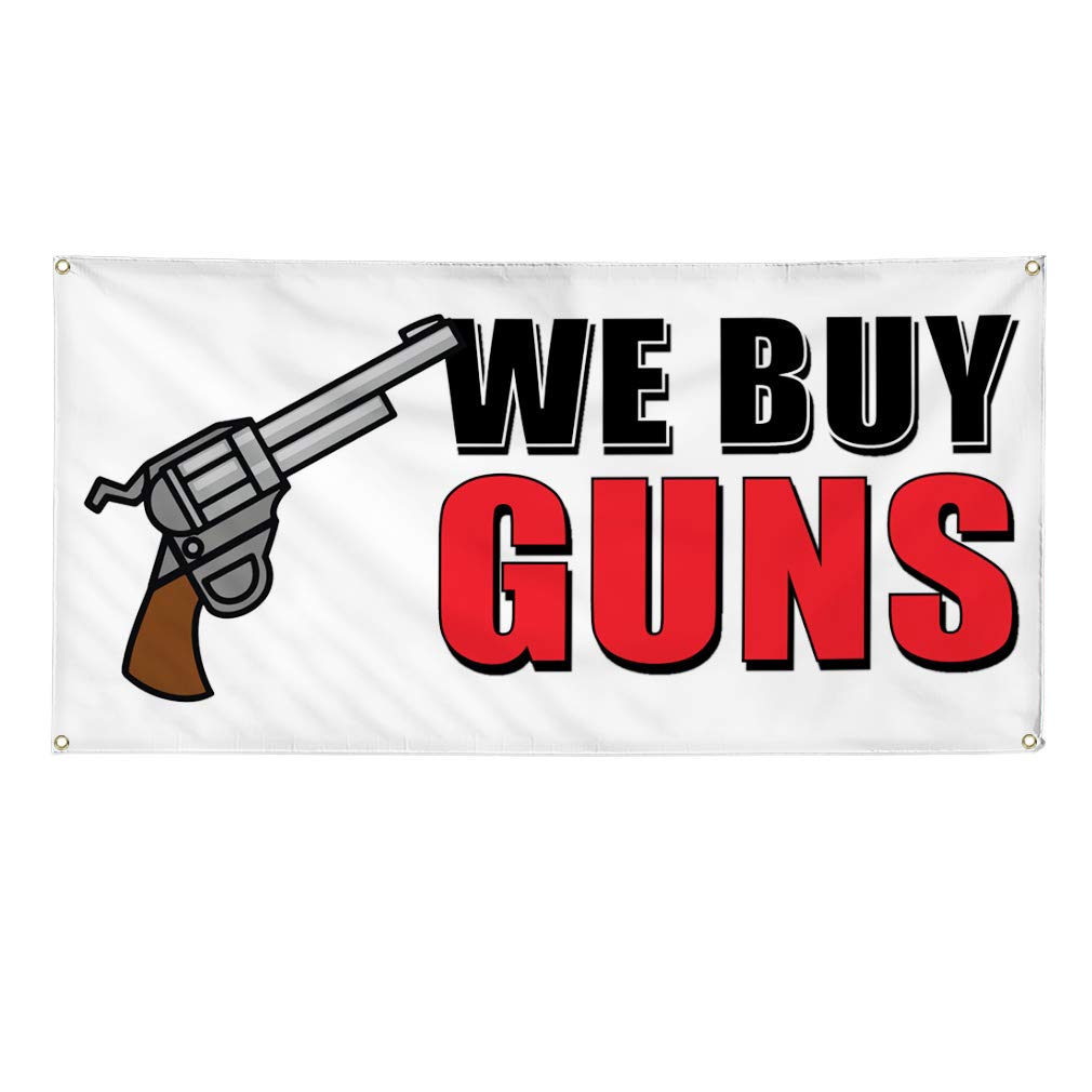 Custom Vinyl Banner - Durable Weatherproof Outdoor Business Sign (60x144 Inches, White, 10 Grommets) - Perfect for Gun Shops, Industrial Yards & Commercial Advertising