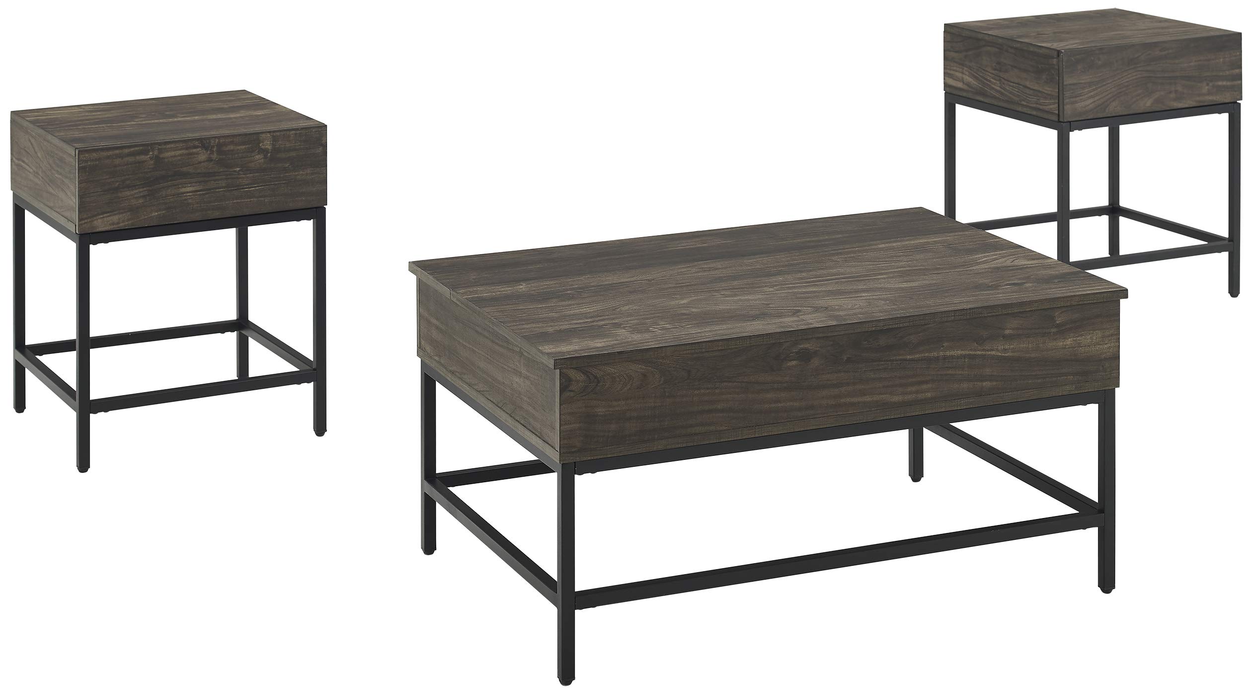 Crosley Furniture Jacobsen 3-Piece Living Room Set - Coffee Table & 2 End Tables in Brown Ash | Mid-Century Modern Style for Small Spaces & Apartments