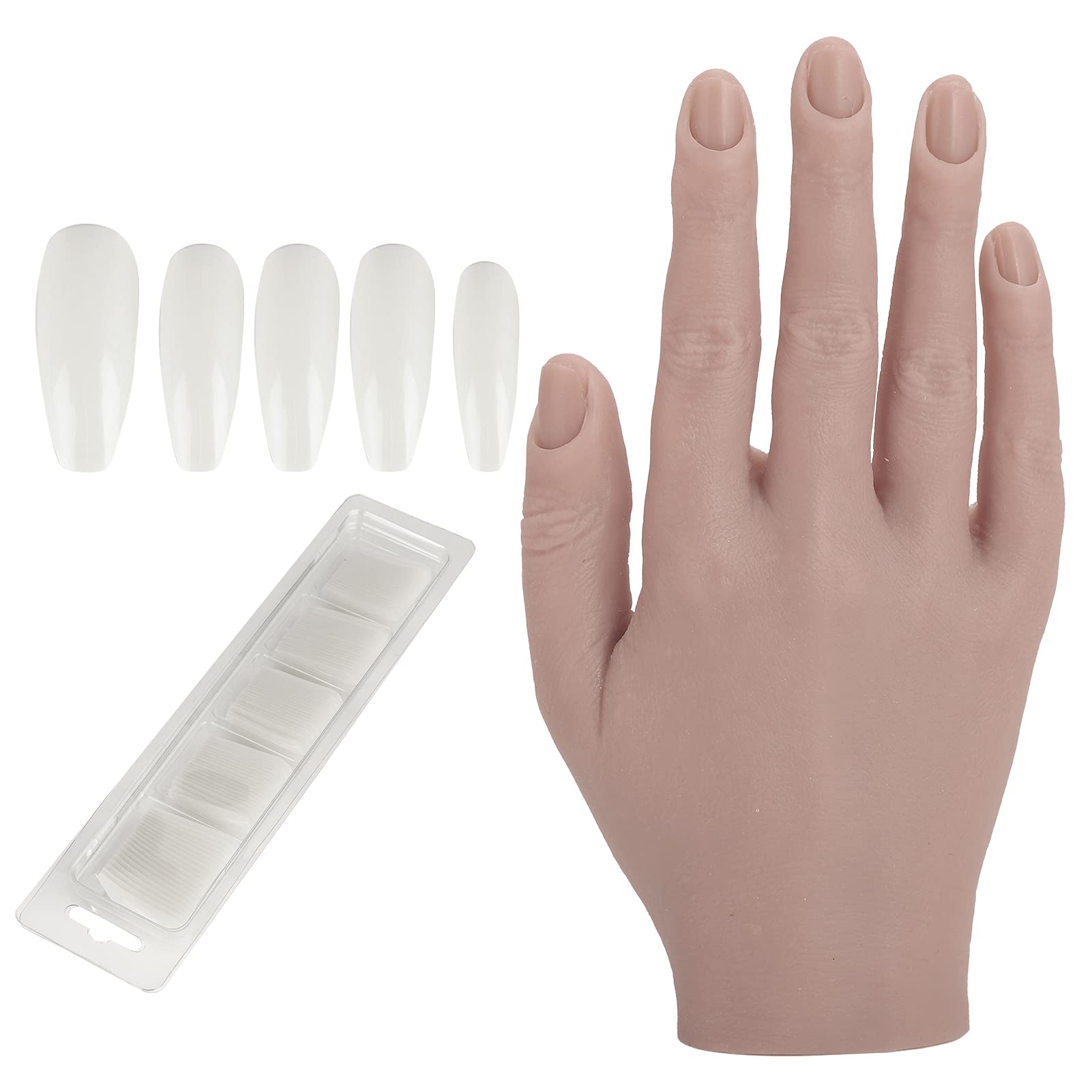 Realistic Silicone Nail Practice Hand for Nail Art Training - Easy to Clean Mannequin Hand for Nail Technicians & Salon Professionals - Perfect for Beginners, Students & Professional Practice