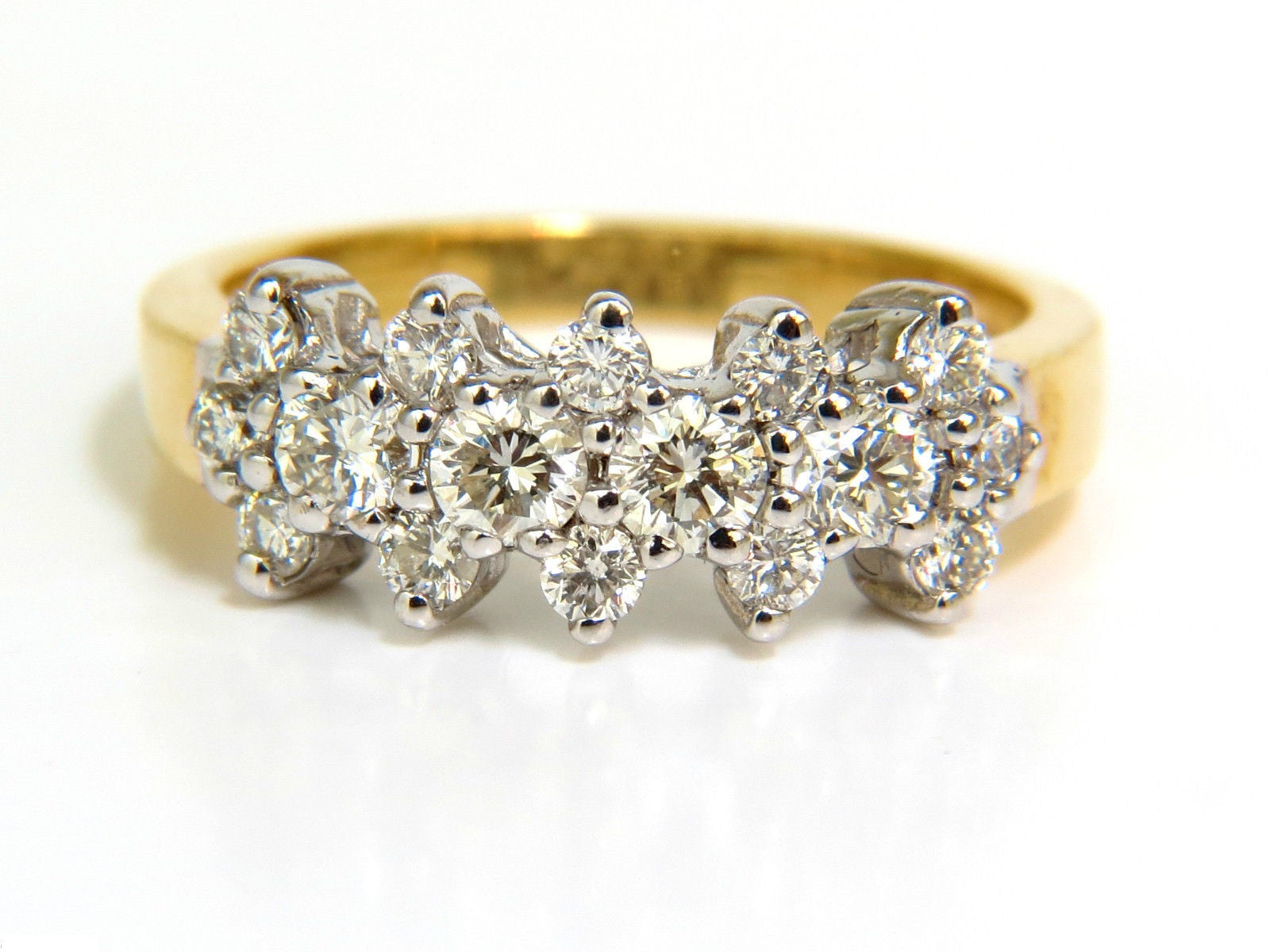18KT 1.00CT Diamond Cluster Band Ring - Excellent Cut Round Brilliant Diamonds - Perfect for Engagement, Wedding & Anniversary Jewelry Gifts