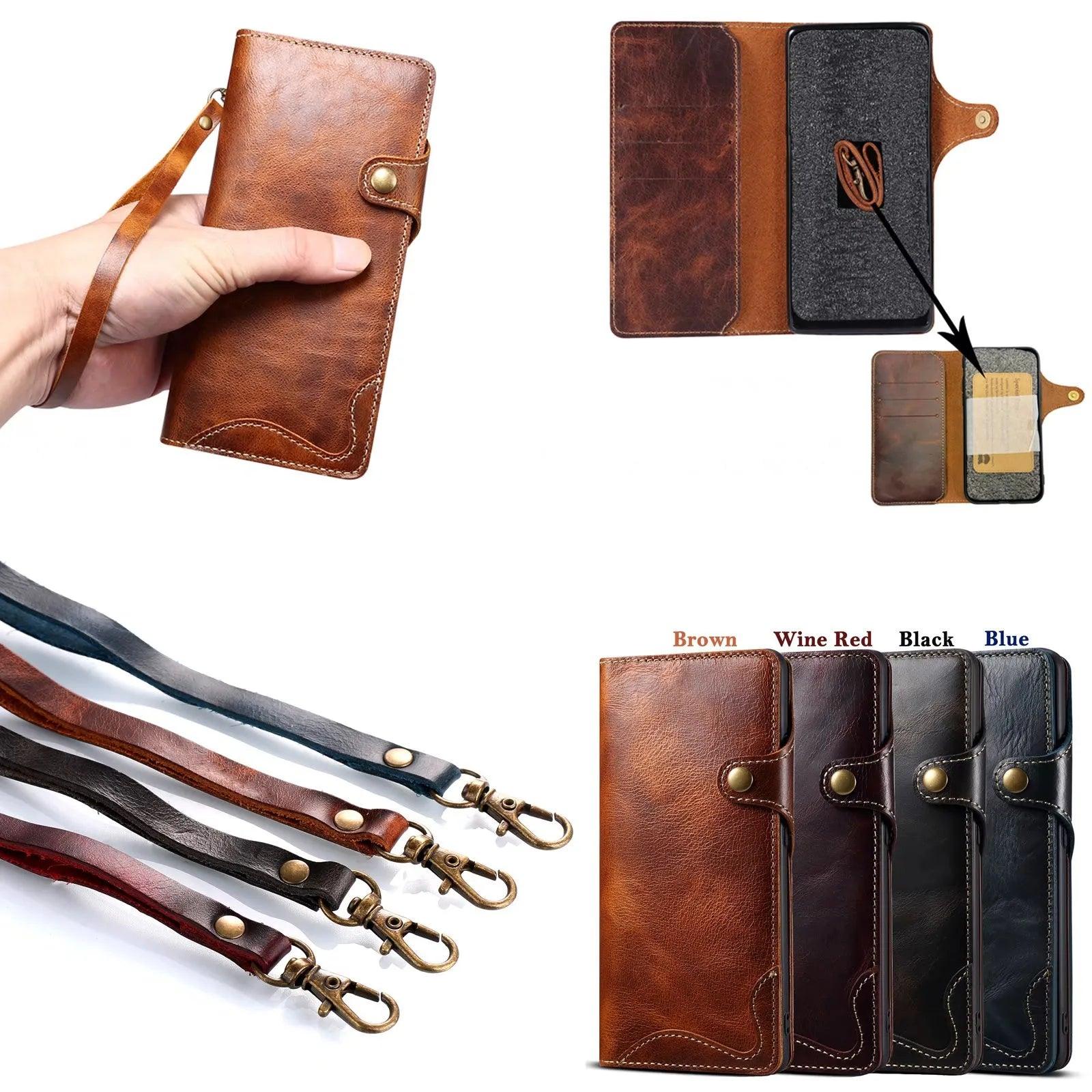 Samsung Galaxy S24 Plus Genuine Cowhide Leather Wallet Case with Card Slots - Perfect for Business, Travel & Everyday Use
