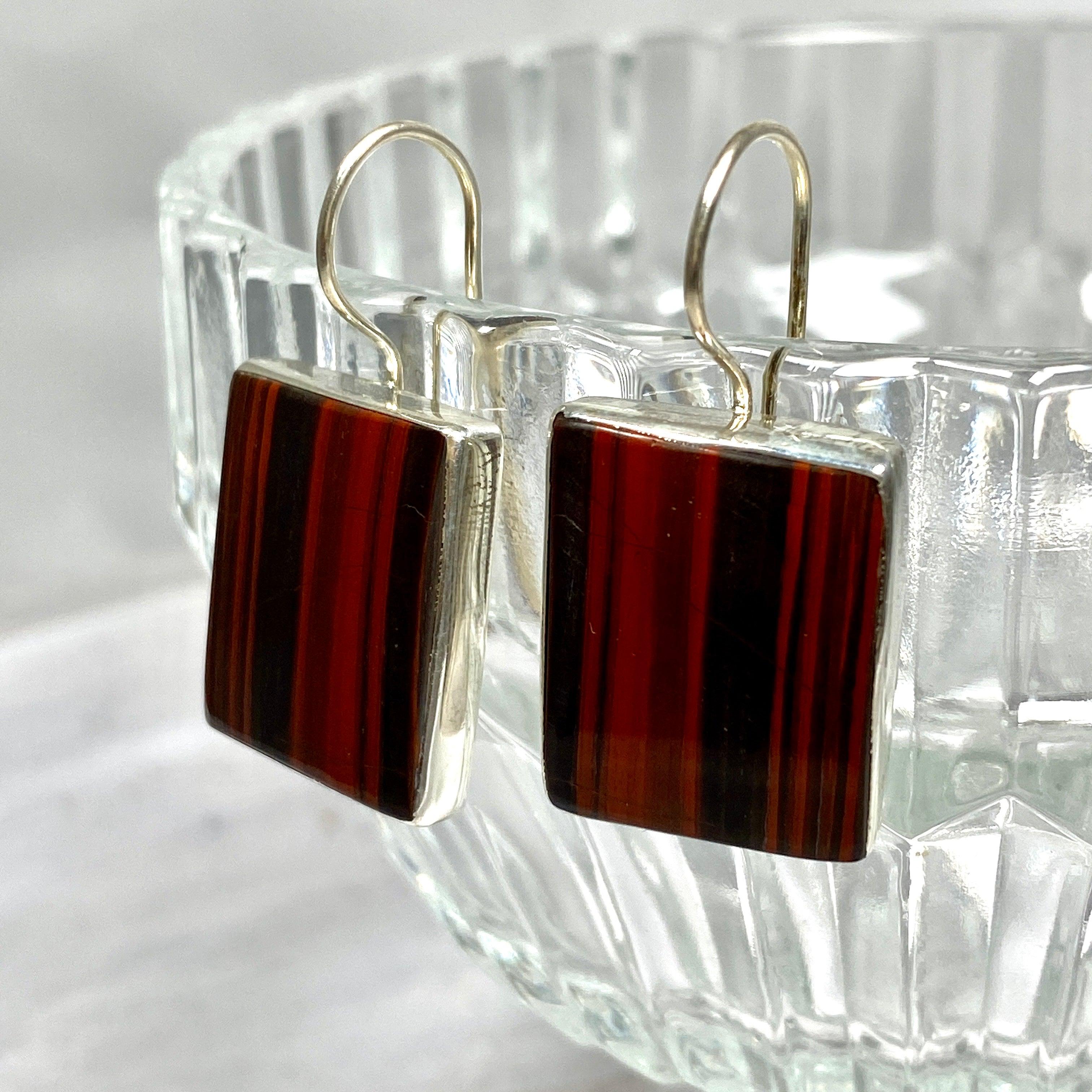 Red Jasper Rectangular Fixed Hook Earrings for Women – Natural Stone Jewelry Gift for Birthday, Anniversary & Special Occasions – Elegant Dangle Earrings for Party, Wedding & Everyday Wear KEGJ1160