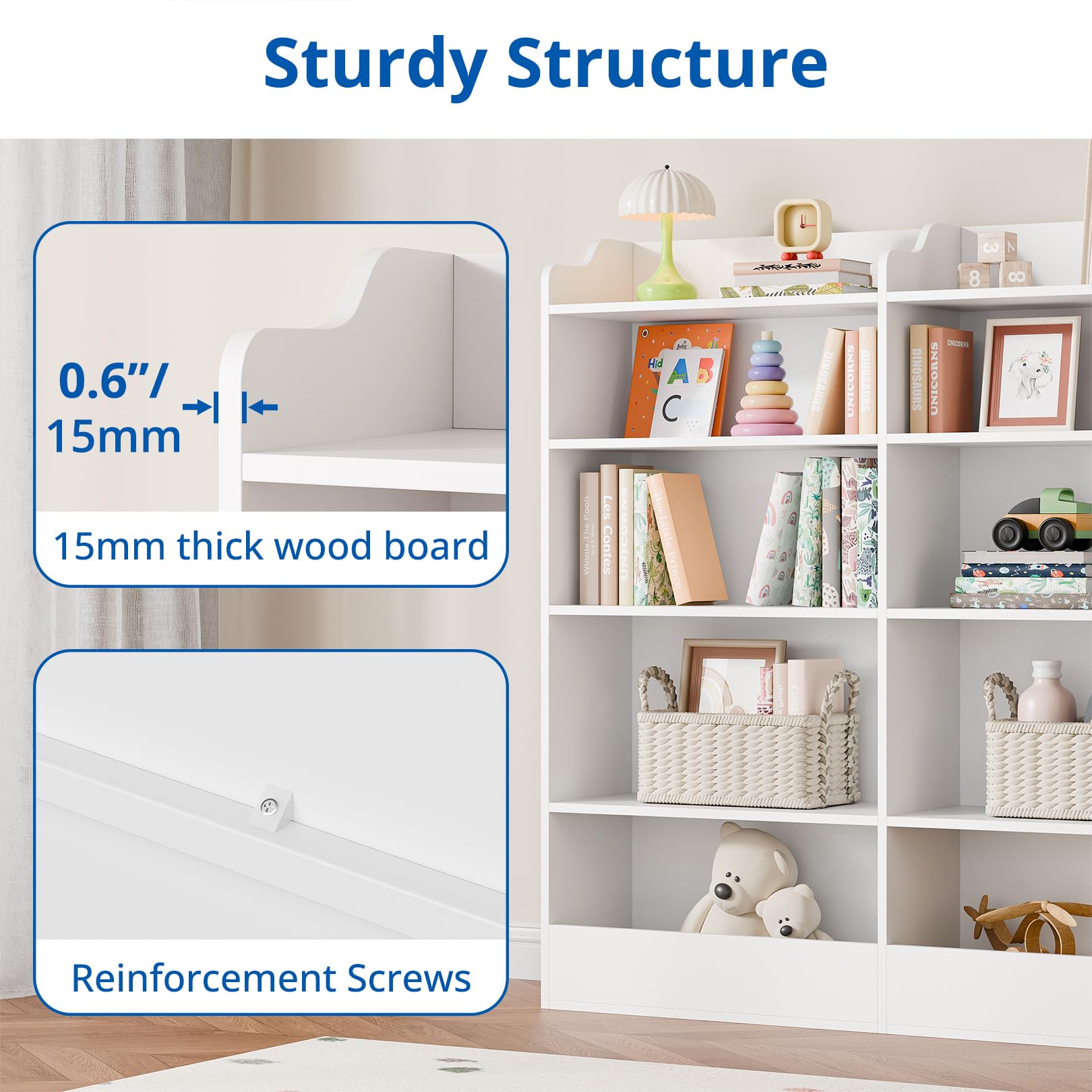 Cozy Castle 5-Tier Kids Bookshelf & Toy Storage Organizer - 10 Cube Toddler Bookcase Cabinet for Playroom, Nursery, Kids Bedroom & Living Room - White | Perfect for Kindergarten, Daycare & Home Organization