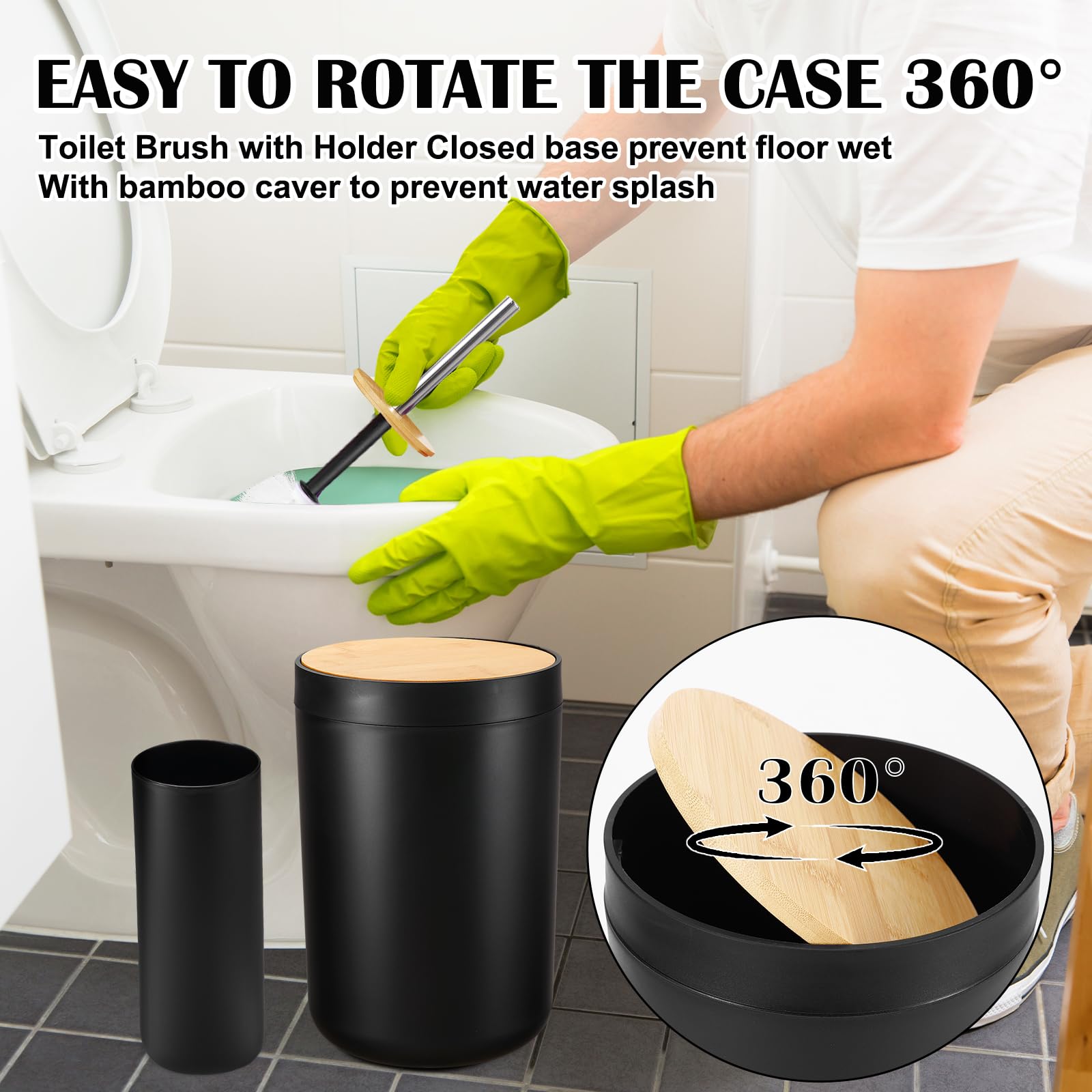 iMucci 9-Piece Black Bathroom Accessories Set - Includes Trash Can, Soap Dispenser & More | Modern Matte Black Bathroom Decor for Toilet, Sink & Shower Organization | Perfect for Home, Apartment & Guest Bathroom