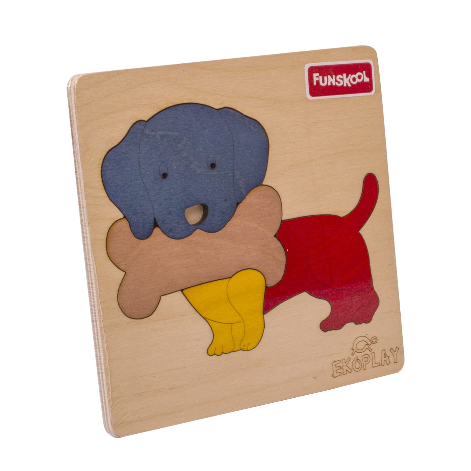 Funskool Ekoplay Wooden Puzzle - Dog with A Bone - Educational Toy for Kids - Perfect for Preschool Learning & Montessori Activities