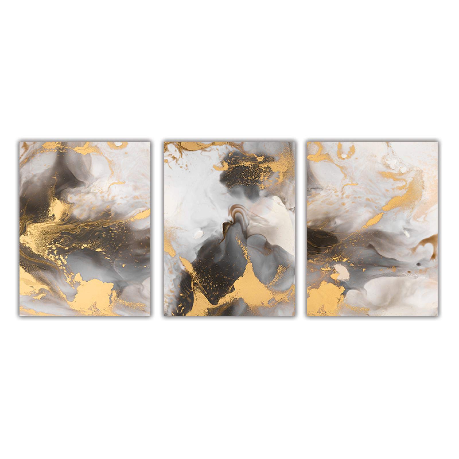 Modern Abstract Wall Art Canvas - Marble Texture Black Copper Ink Painting | Frameless Nordic Home Decor Poster 70x100cm (27.6