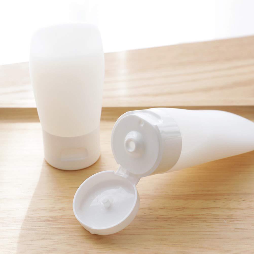 3-Piece Travel Shampoo Bottles Set - Leak-Proof Silicone Soap Containers with Press Cap for Toiletries, Lotion & Shampoo - Perfect for Airplane Carry-On, Gym Bag & Camping Trips