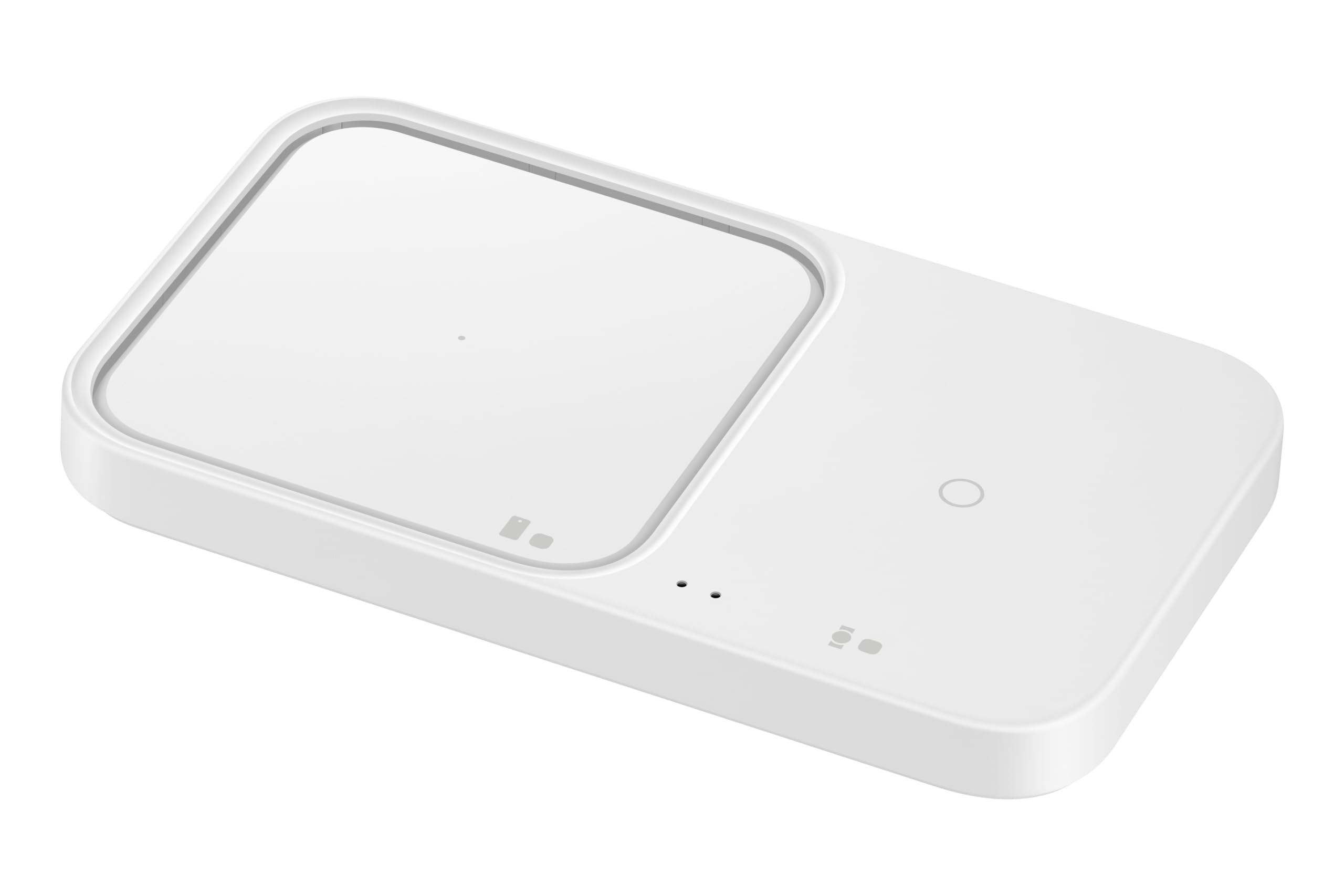 Samsung Official 15W Fast Wireless Charger Duo Pad (2022 Model) - Dual Phone & Watch Charging Stand with Travel Adapter - White | Perfect for Home, Office & Travel Use