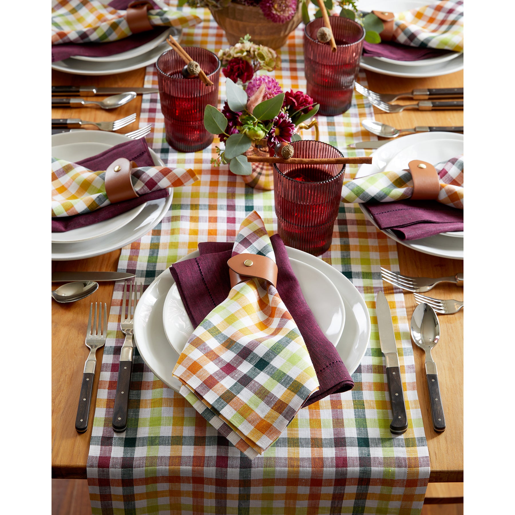 Premium Gingham Checkered Napkins Set of 4 - 100% Cotton Kitchen & Dining Cloth for Parties, Picnics, and Everyday Use