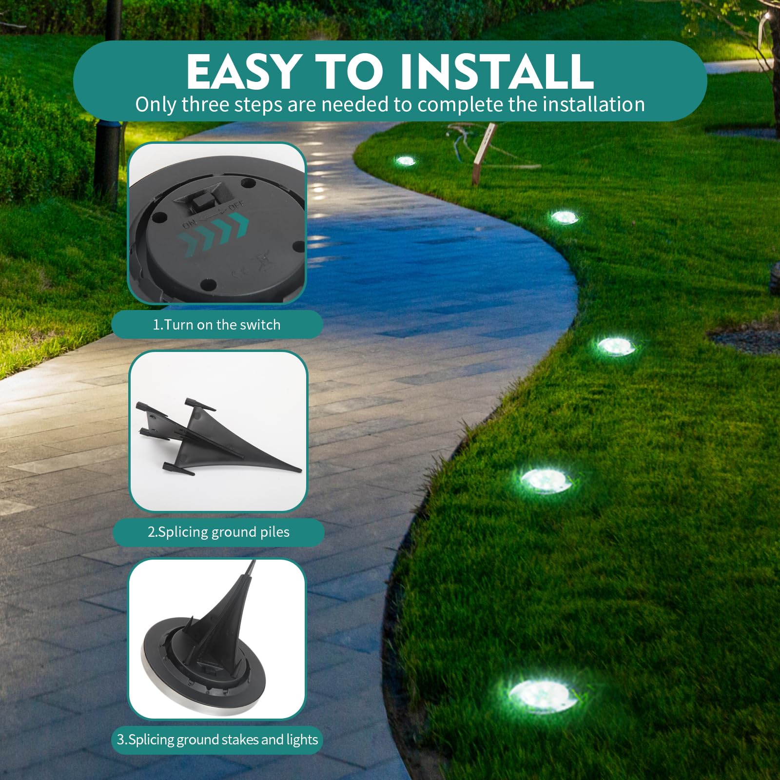 12 Pack Solar Outdoor Lights - Waterproof Solar Garden Lights for Pathway, Lawn, Yard, Deck & Driveway | Landscape Lighting for Patio & Walkway | Perfect for Outdoor Decor, Backyard & Garden Lighting