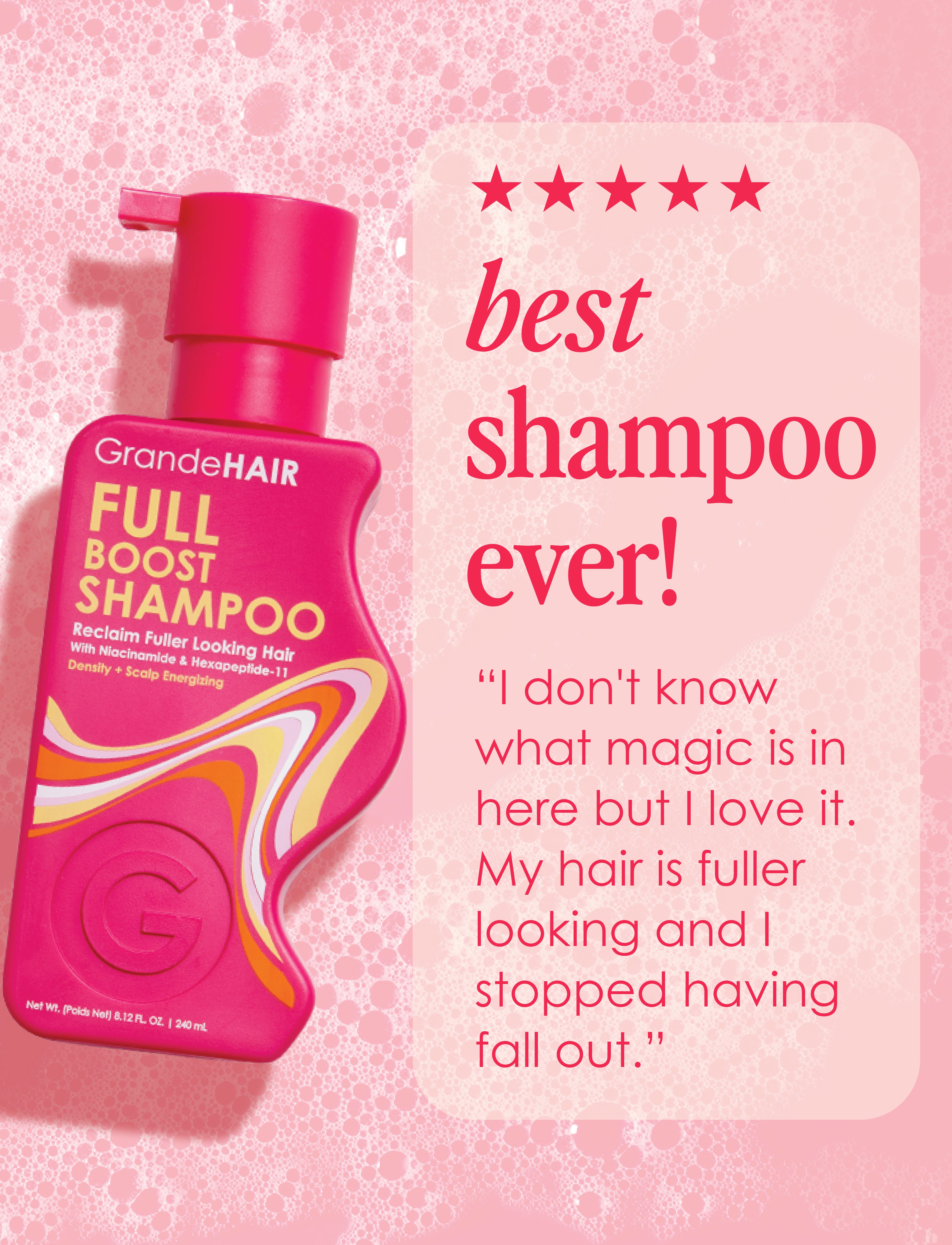 GrandeHAIR Full Boost Shampoo Mini Size - Volumizing & Strengthening Travel Shampoo for Thin Hair - Perfect for Gym, Travel & On-The-Go Hair Care
