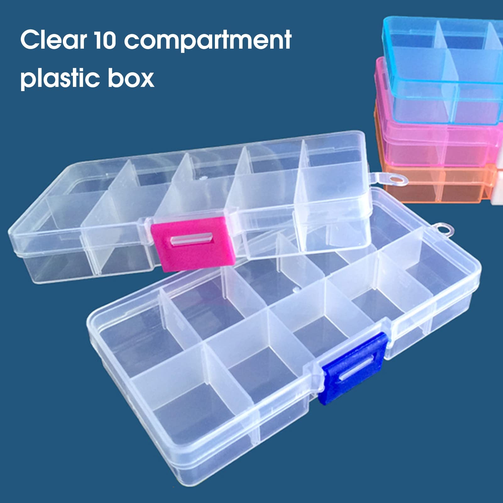 10 Grids Clear Plastic Organizer Box with Adjustable Dividers - Jewelry Storage Container for Beads, DIY Crafts, Fishing Tackles & Small Items | Perfect for Craft Rooms, Jewelry Making & Tackle Organization