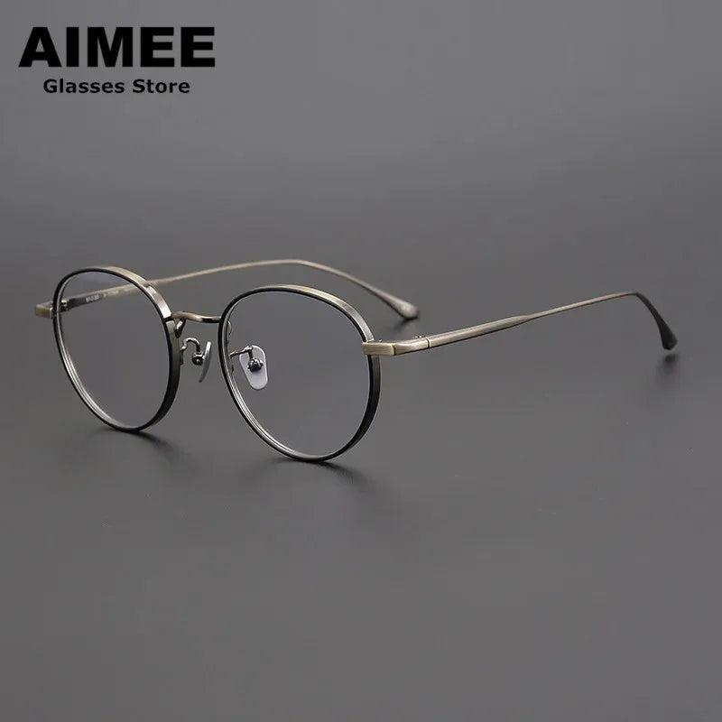 Aimee Unisex Full Rim Round Titanium Eyeglasses 7845 - Lightweight & Durable Frame for Men & Women - Perfect for Reading, Work & Everyday Use